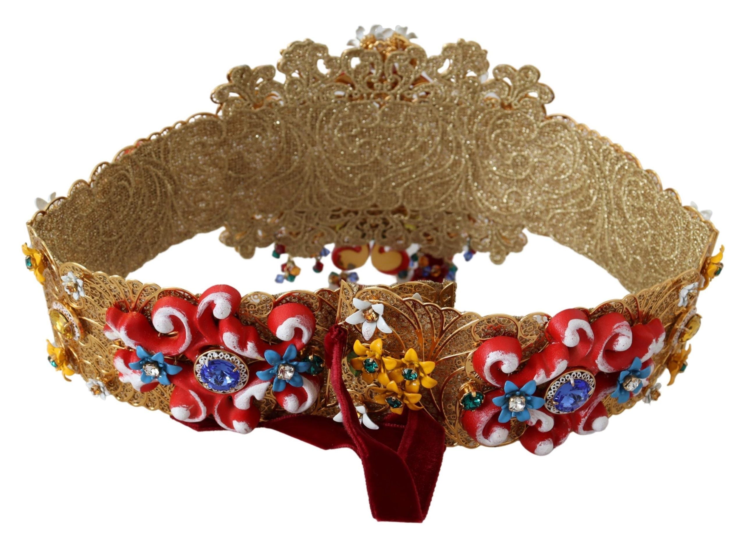 Dolce & Gabbana Gold-Tone Floral Crystal Waist Belt - ACCEXO