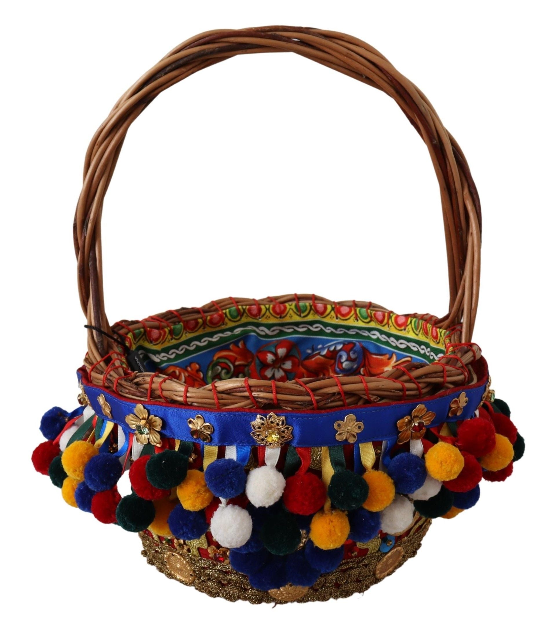 Dolce & Gabbana Multicolor Embellished Wicker Tote - ACCEXO