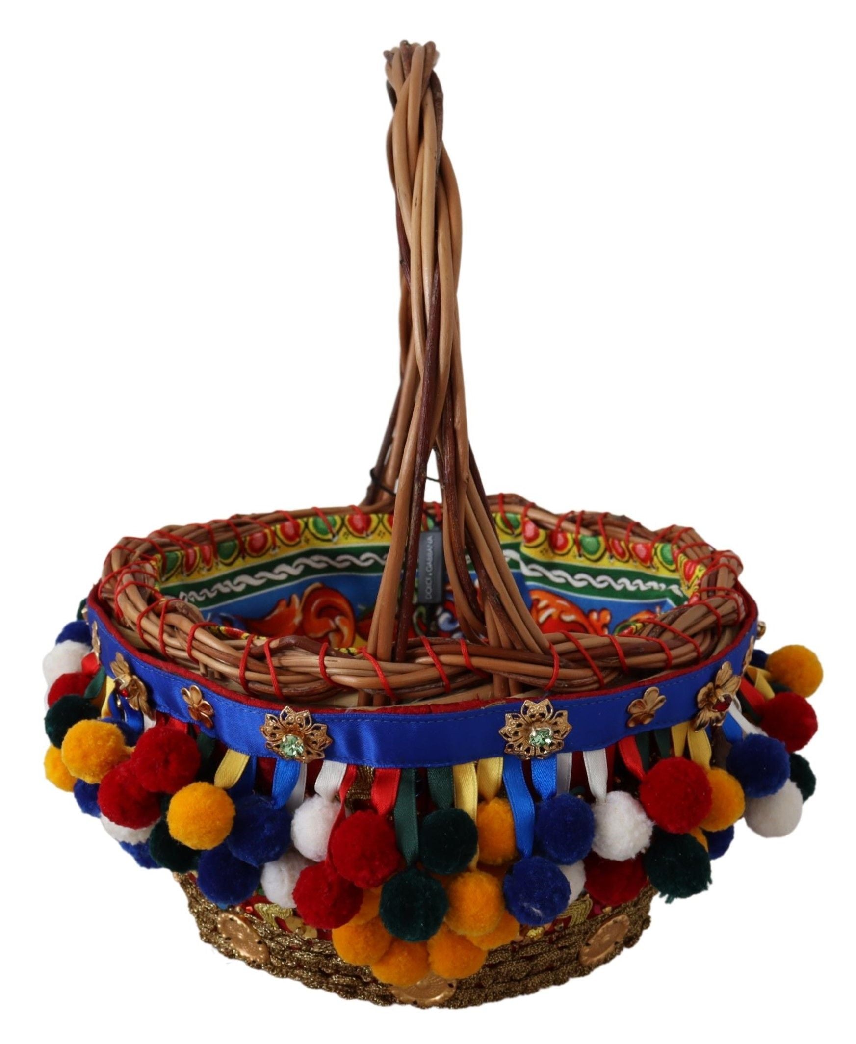 Dolce & Gabbana Multicolor Embellished Wicker Tote - ACCEXO