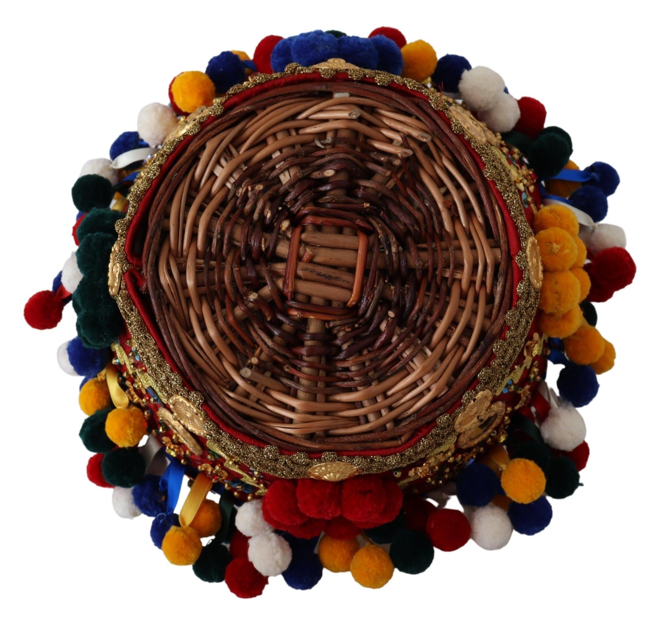 Dolce & Gabbana Multicolor Embellished Wicker Tote - ACCEXO