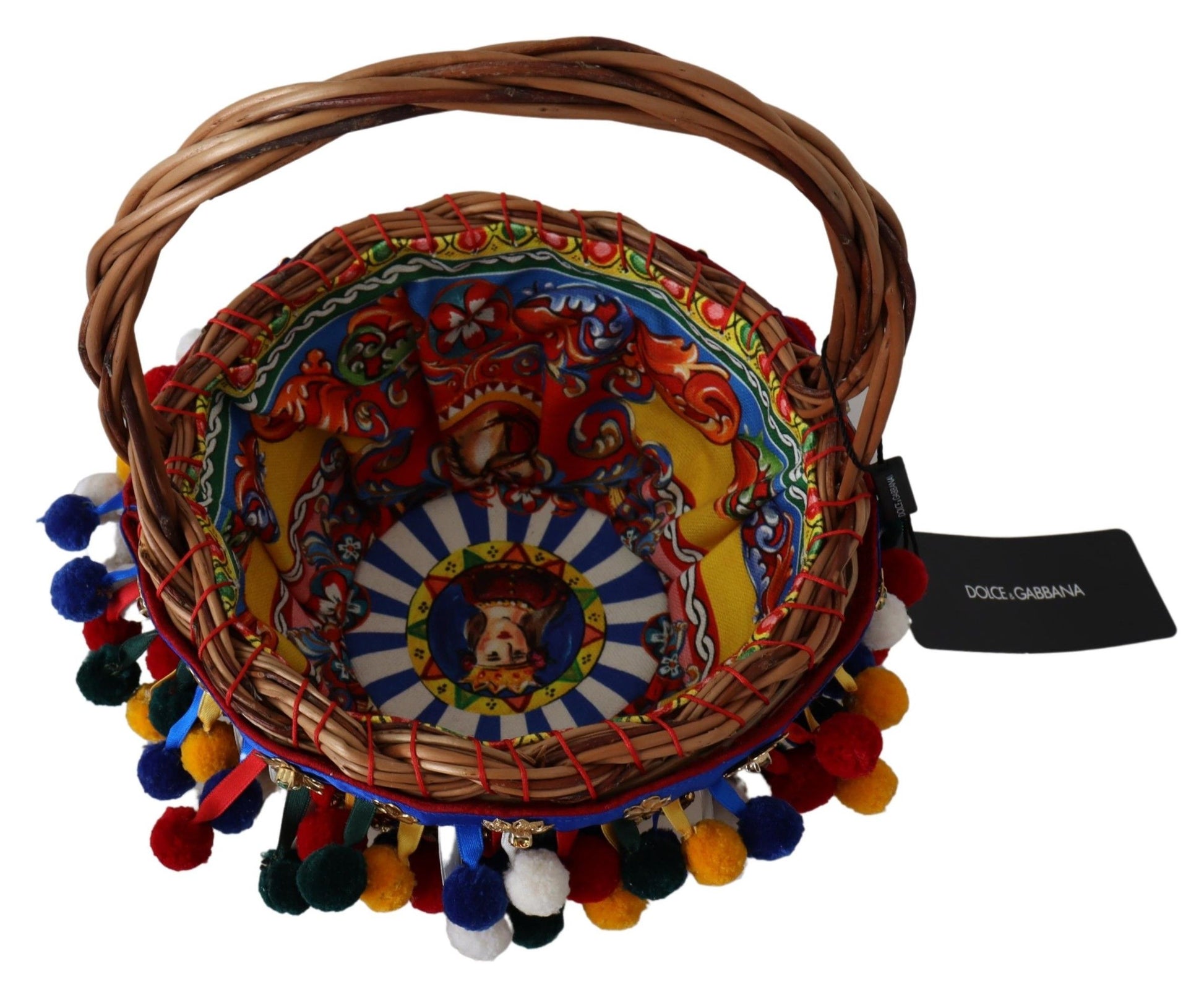 Dolce & Gabbana Multicolor Embellished Wicker Tote - ACCEXO