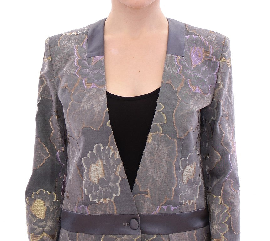Roberto Fragata Chic Silk Floral One-Button Blazer - ACCEXO