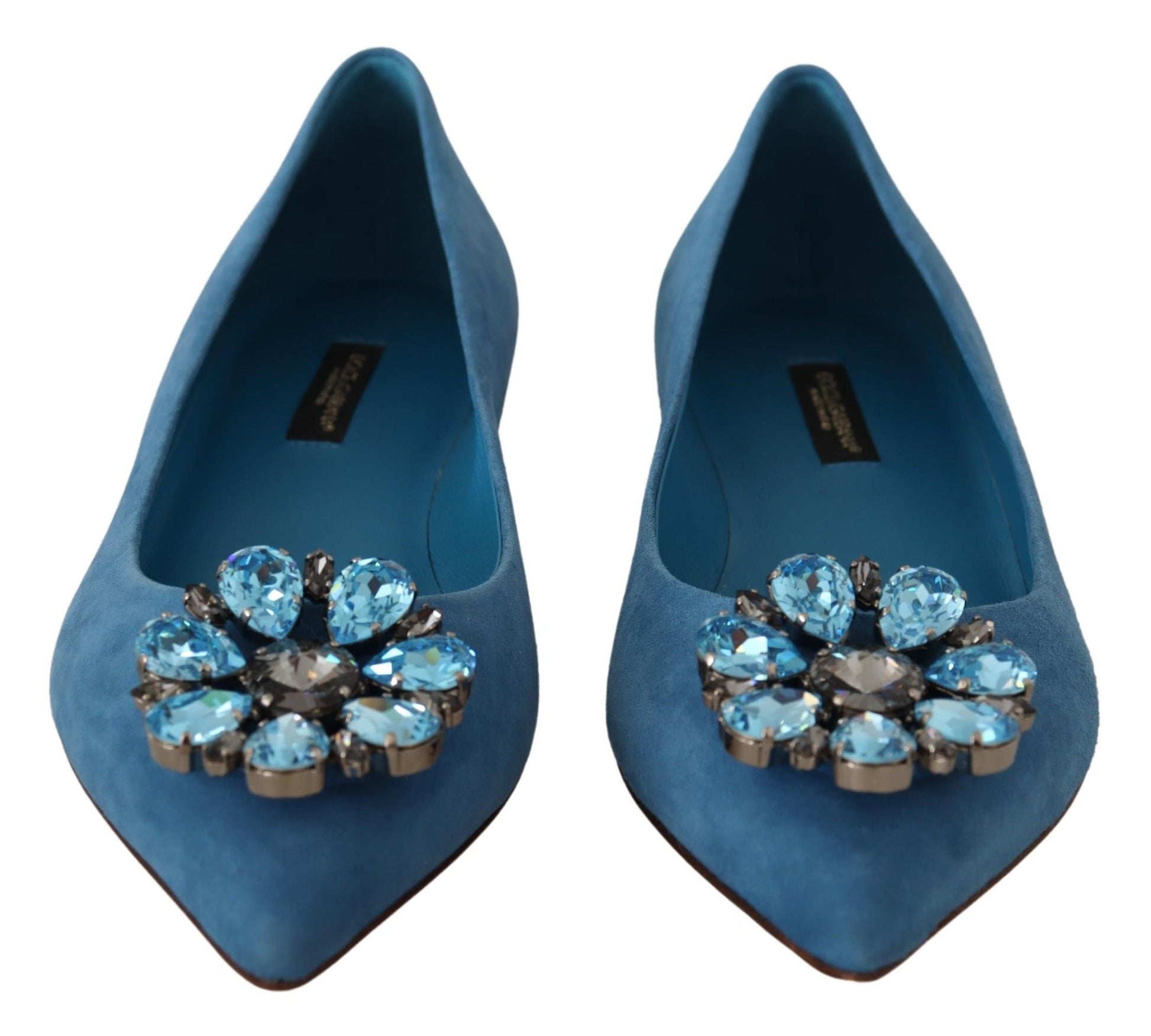 Dolce & Gabbana Elegant Crystal-Embellished Suede Flats - ACCEXO