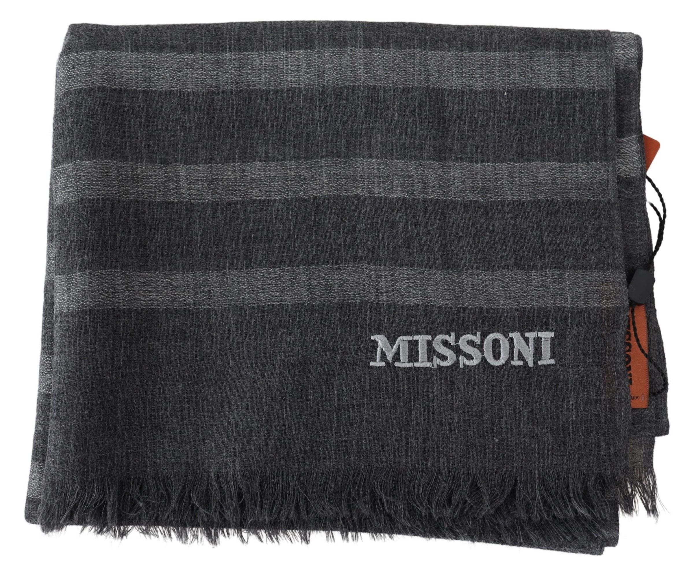 Missoni Elegant Unisex Wool Scarf with Logo Embroidery - ACCEXO