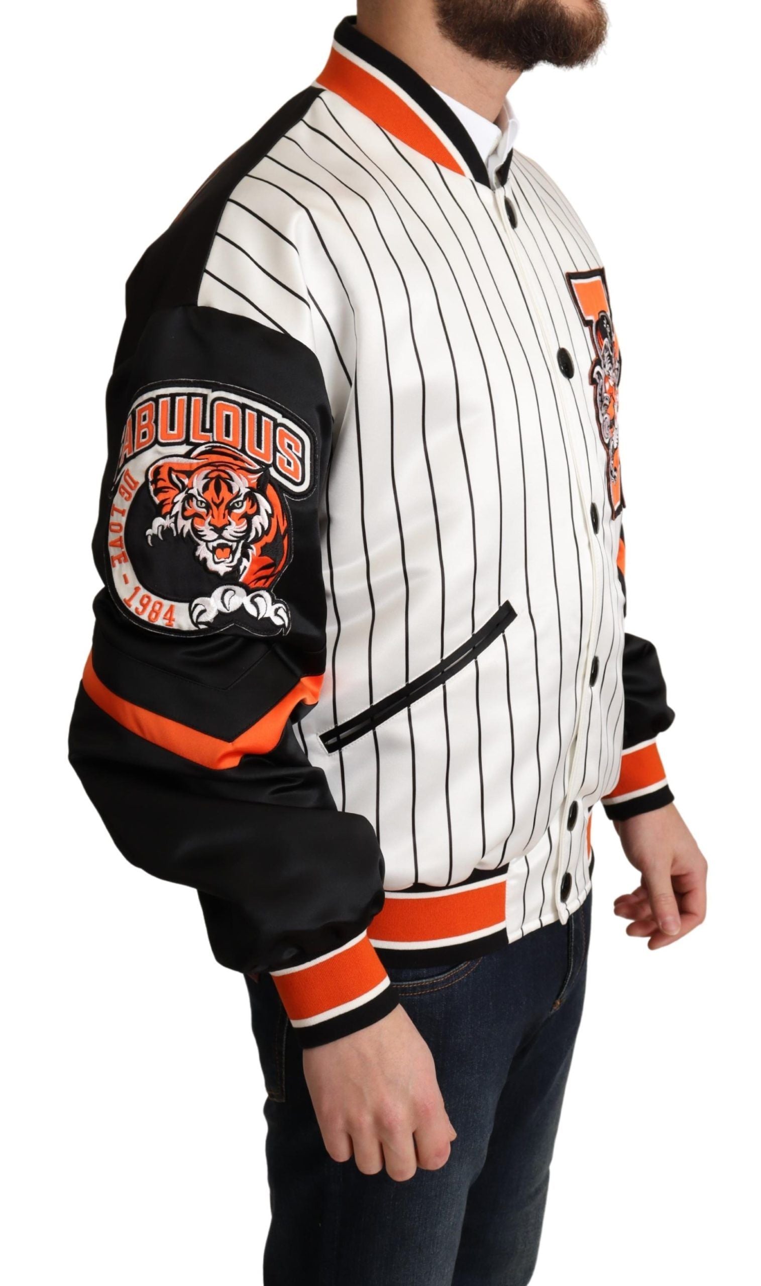 Dolce & Gabbana Regal Lion Bomber Jacket in White - ACCEXO