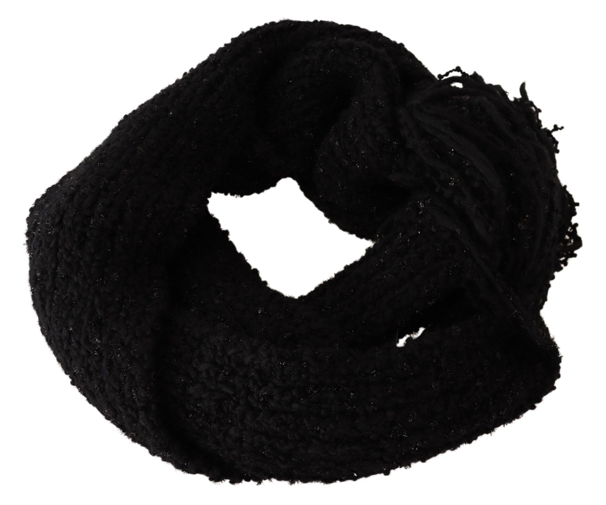 Dolce & Gabbana Elegant Black Wool-Blend Designer Scarf - ACCEXO