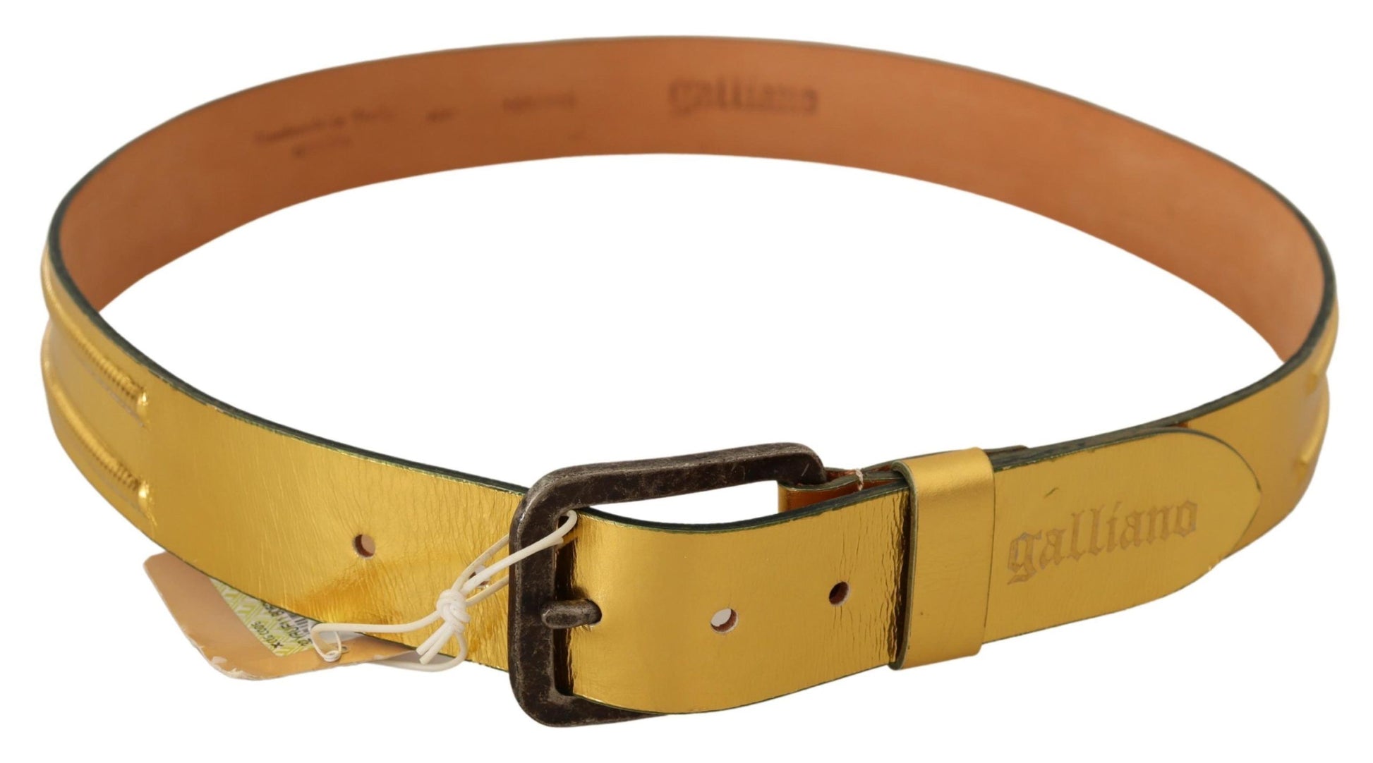 John Galliano Elegant Gold Genuine Leather Men's Belt - ACCEXO