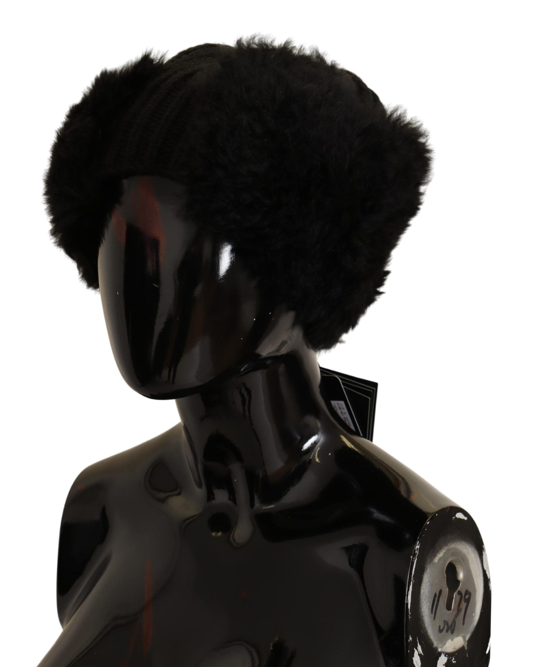 Dolce & Gabbana Elegant Black Cashmere Alpaca Fur Beanie - ACCEXO