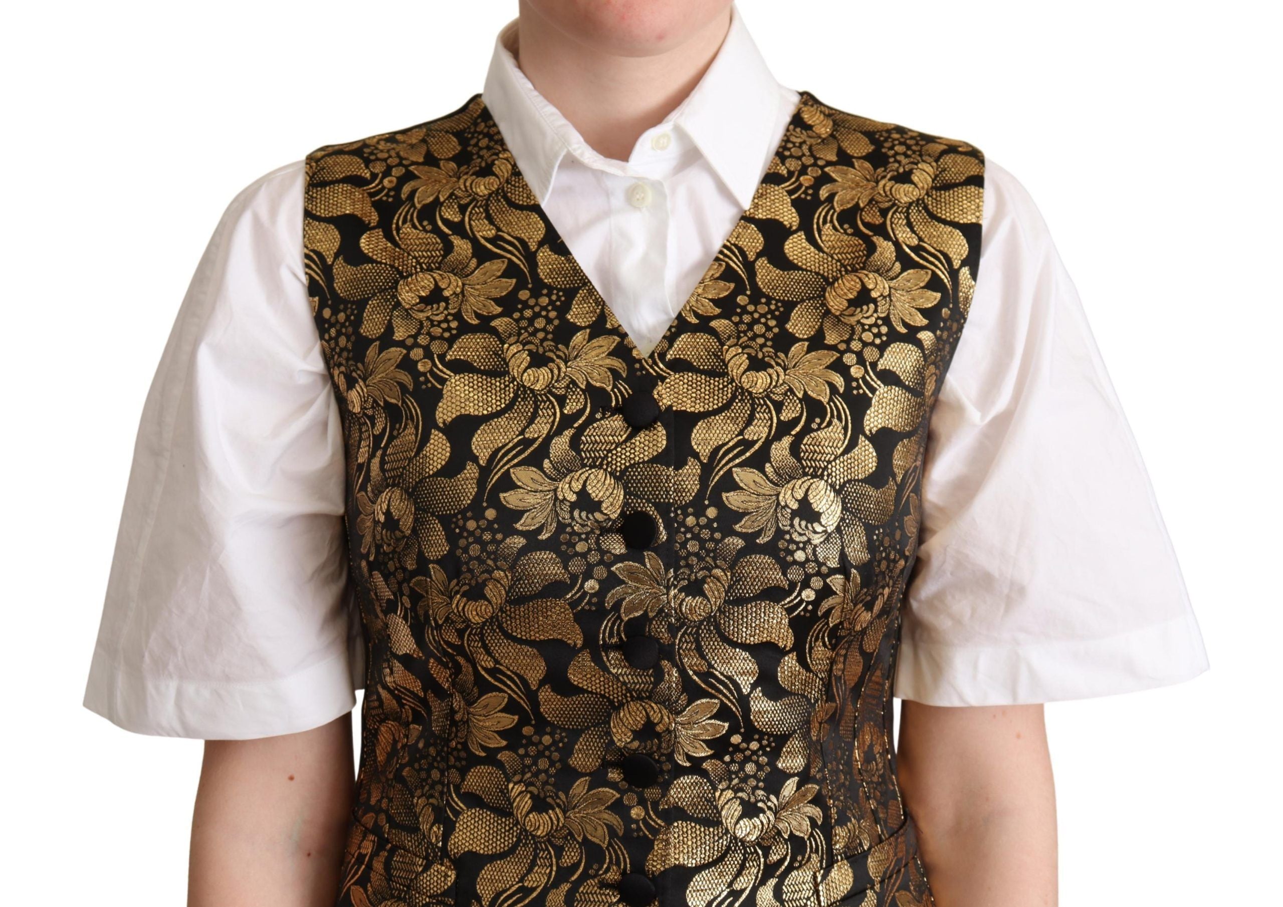 Dolce & Gabbana Elegant Black Jacquard Waistcoat - ACCEXO