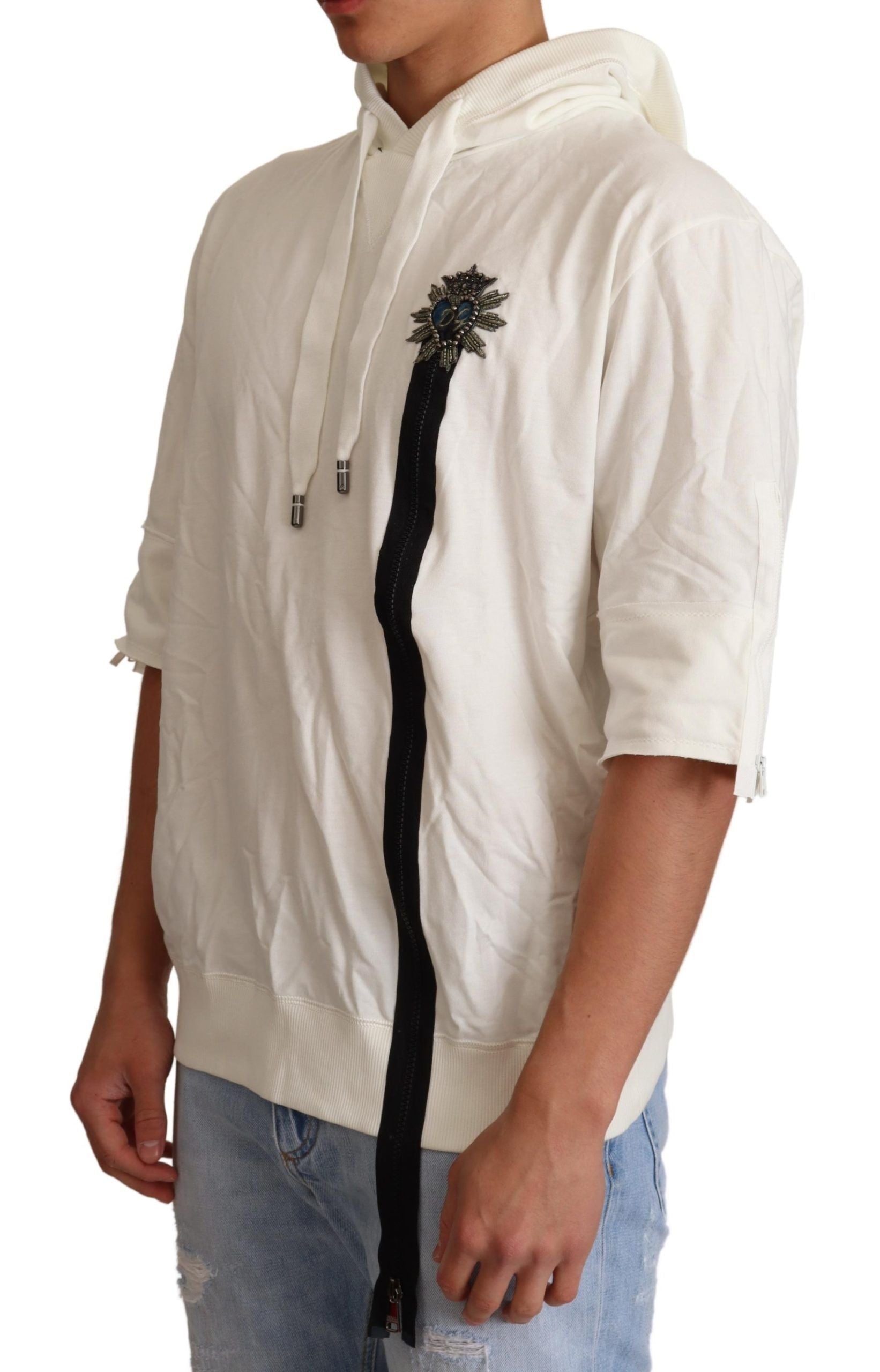 Dolce & Gabbana Exquisite Off-White Cotton Hooded Sweater - ACCEXO