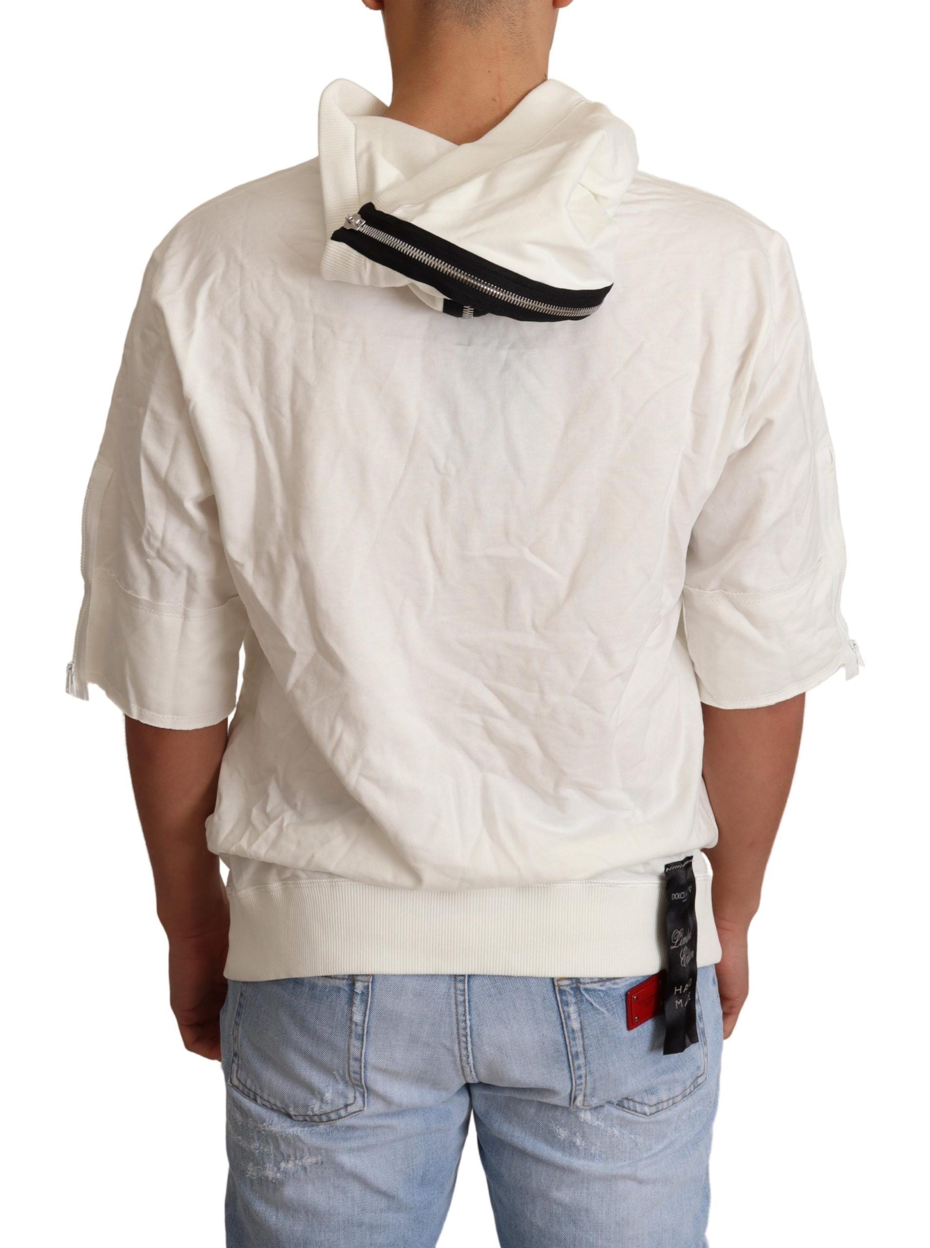 Dolce & Gabbana Exquisite Off-White Cotton Hooded Sweater - ACCEXO