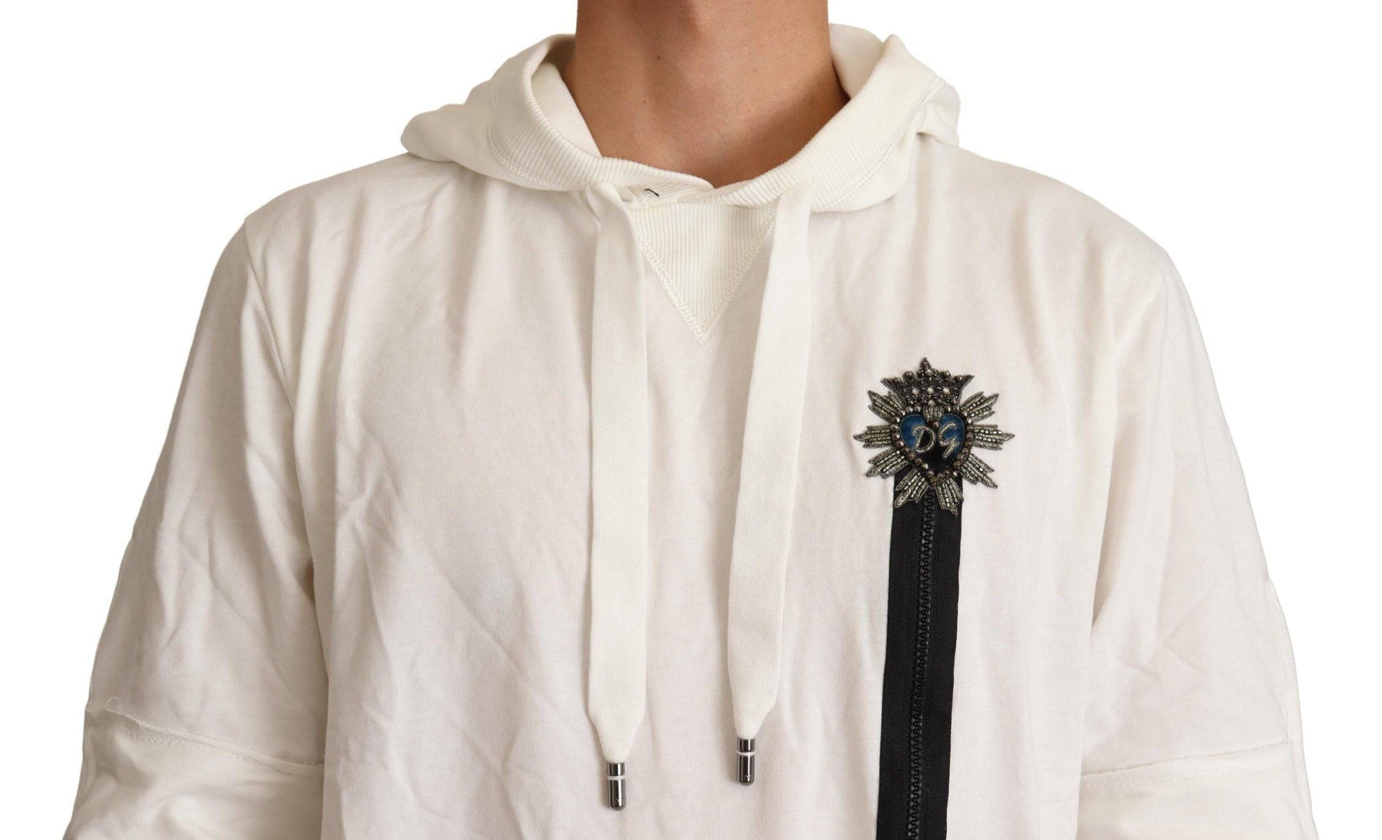 Dolce & Gabbana Exquisite Off-White Cotton Hooded Sweater - ACCEXO