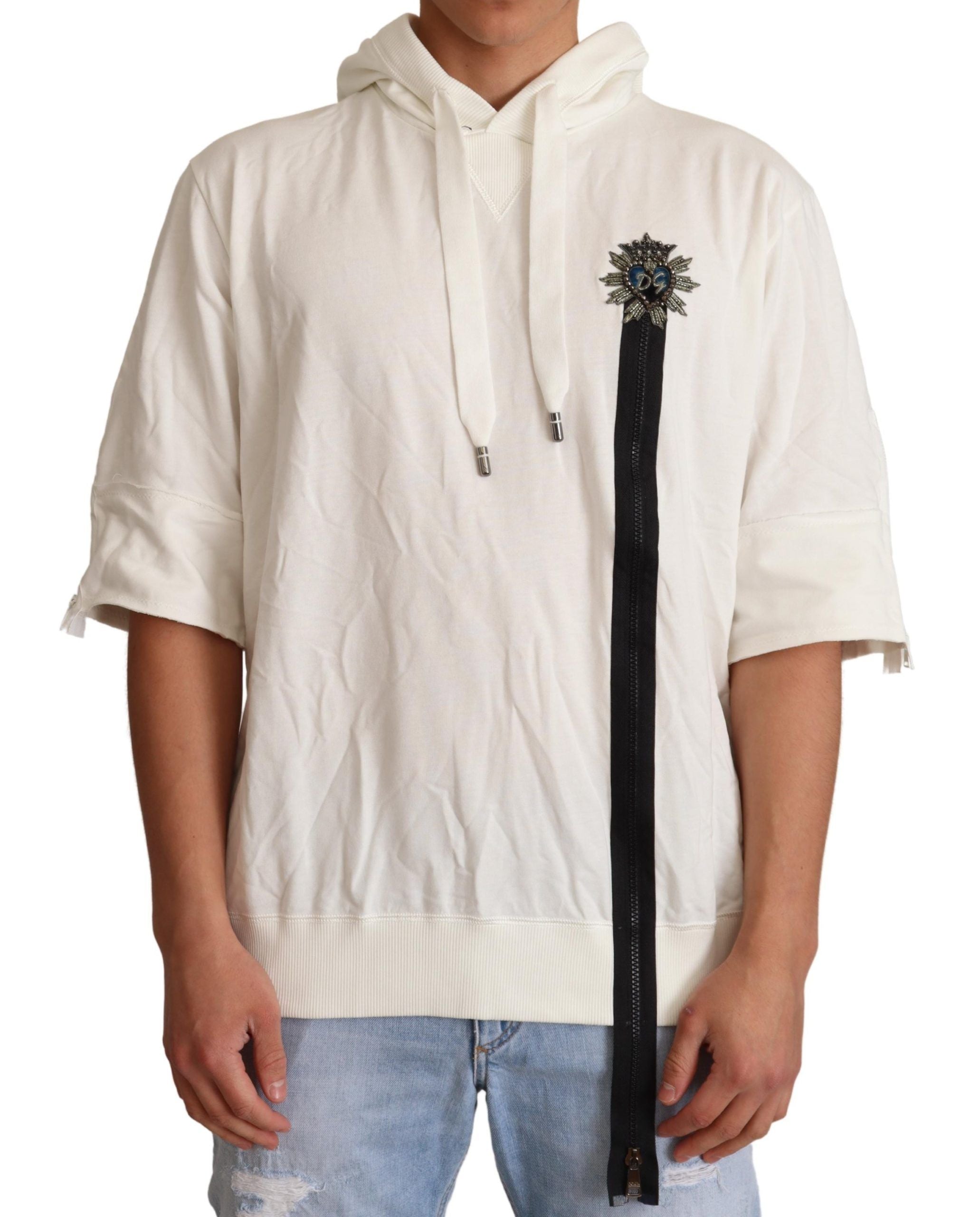 Dolce & Gabbana Exquisite Off-White Cotton Hooded Sweater - ACCEXO
