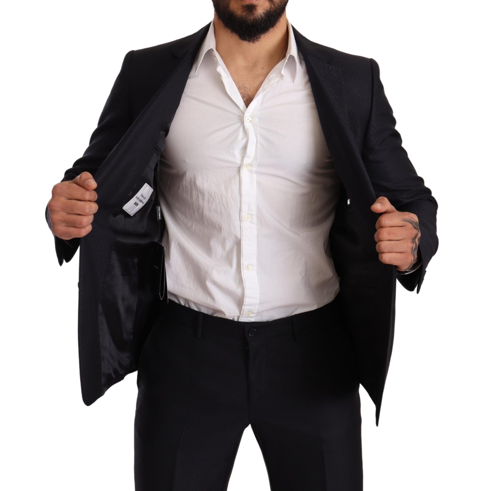 Dolce & Gabbana Elegant Slim Fit Jacquard Suit in Blue - ACCEXO