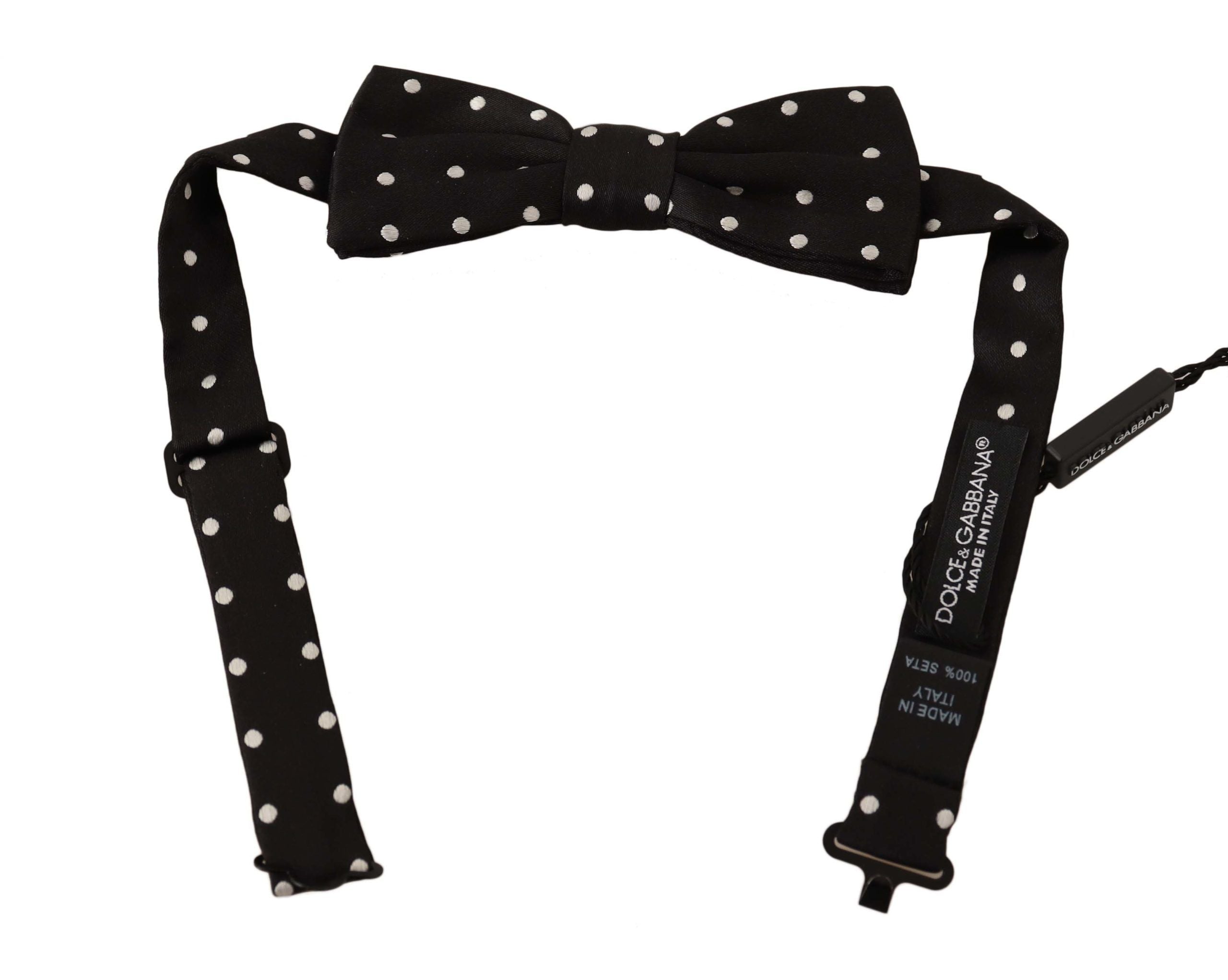 Dolce & Gabbana Elegant Black Polka Dot Silk Bow Tie - ACCEXO