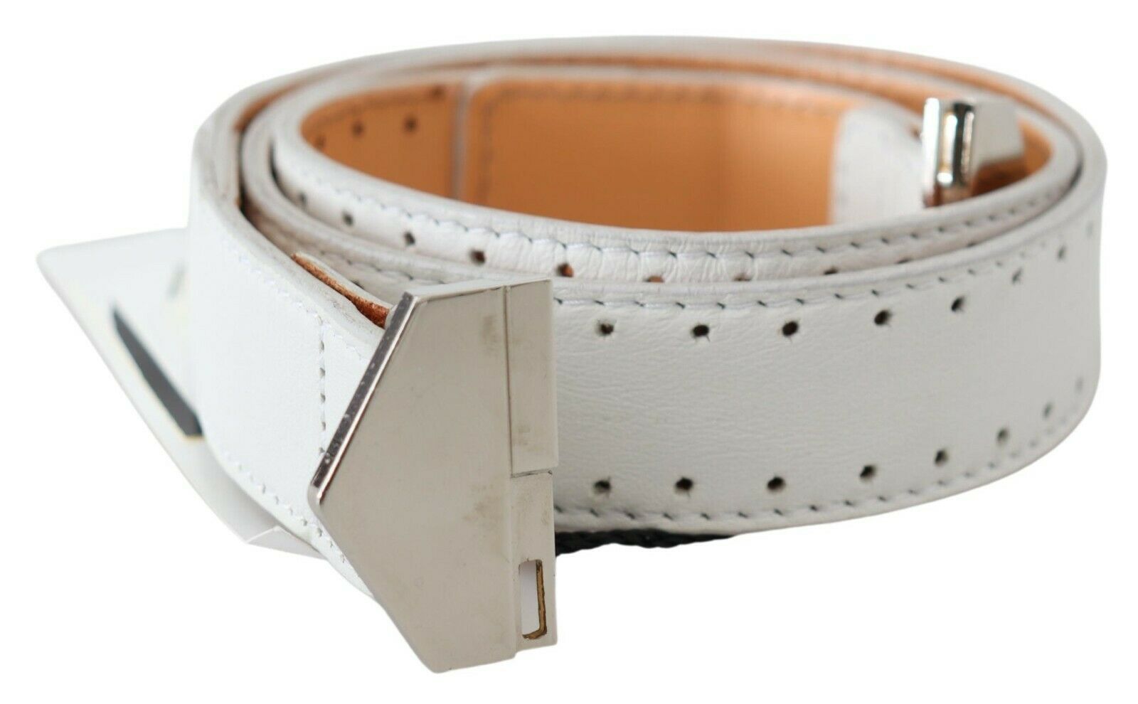 GF Ferre Elegant White Leather Fashion Belt - ACCEXO