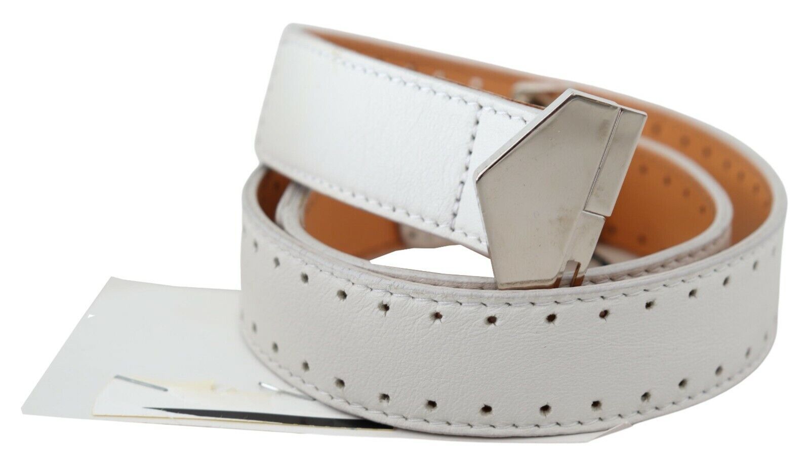 GF Ferre Elegant White Leather Fashion Belt - ACCEXO