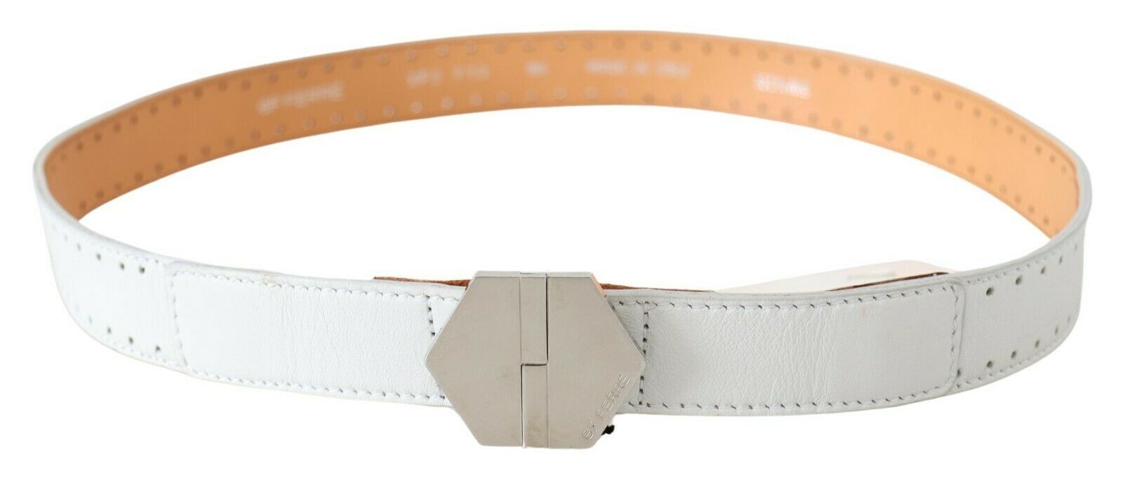 GF Ferre Elegant White Leather Fashion Belt - ACCEXO