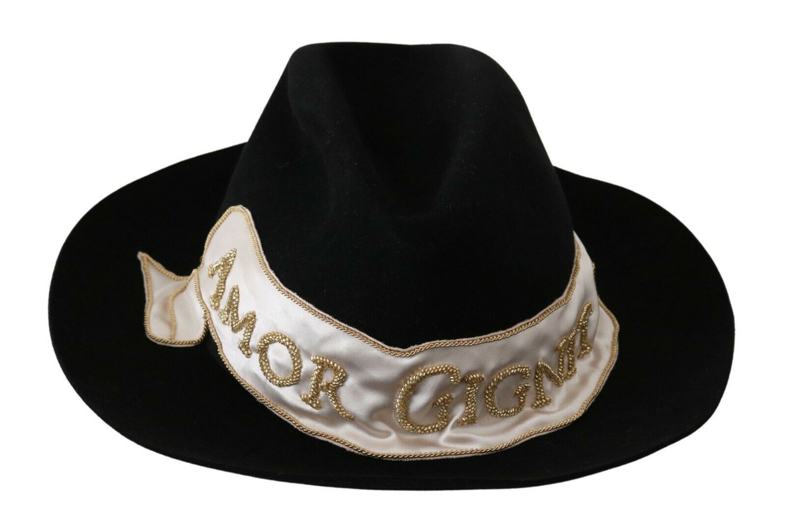 Dolce & Gabbana Elegant Black Lapin Wide Brim Panama Hat - ACCEXO