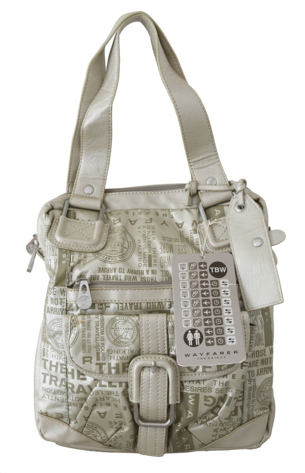 WAYFARER White Printed Handbag Shoulder Fabric Purse - ACCEXO
