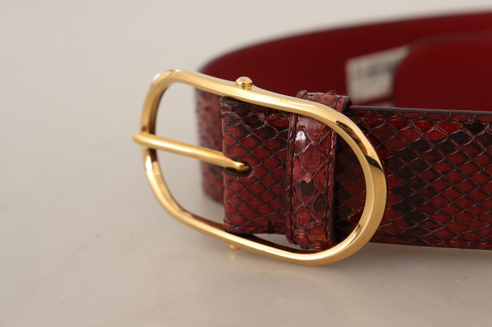 Dolce & Gabbana Elegant Red Snakeskin Leather Belt - ACCEXO