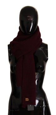 Dolce & Gabbana Elegant Cashmere Knit Scarf in Dark Red - ACCEXO
