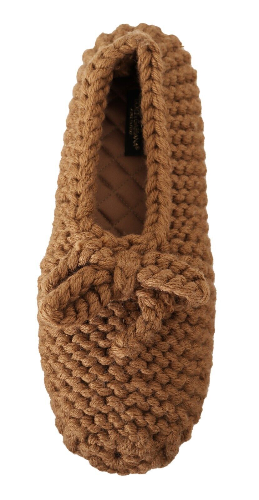 Dolce & Gabbana Elegant Wool Knit Ballerina Flats in Brown - ACCEXO