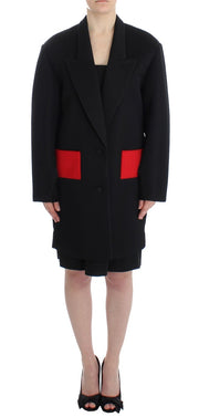 KAALE SUKTAE Black Coat Trench Long Draped Jacket Blazer - ACCEXO