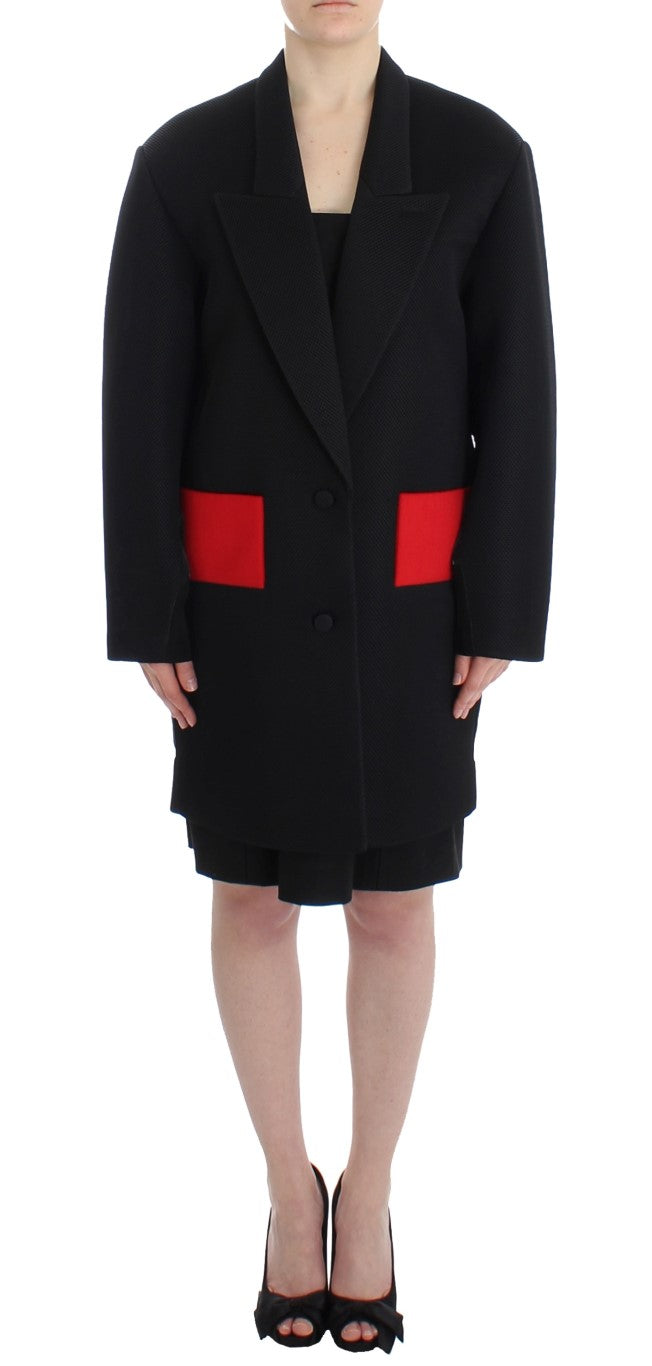 KAALE SUKTAE Black Coat Trench Long Draped Jacket Blazer - ACCEXO