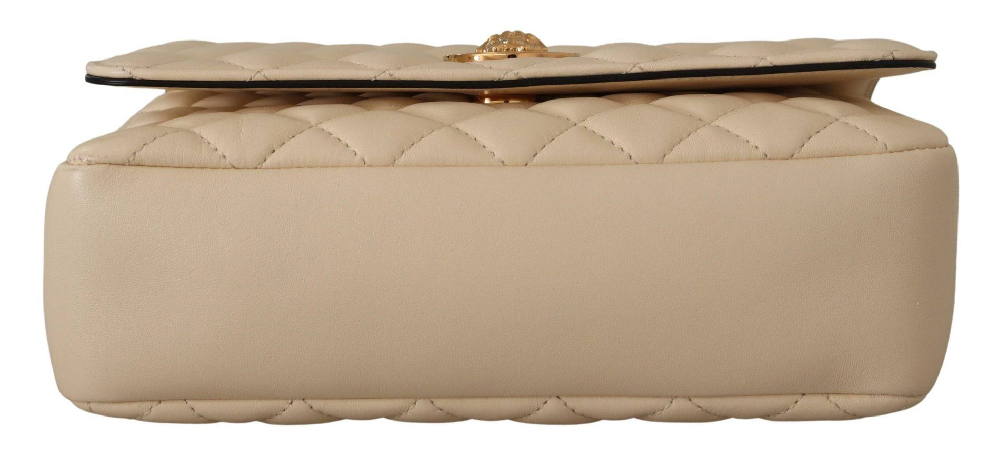 Versace Elegant White Nappa Leather Shoulder Bag - ACCEXO