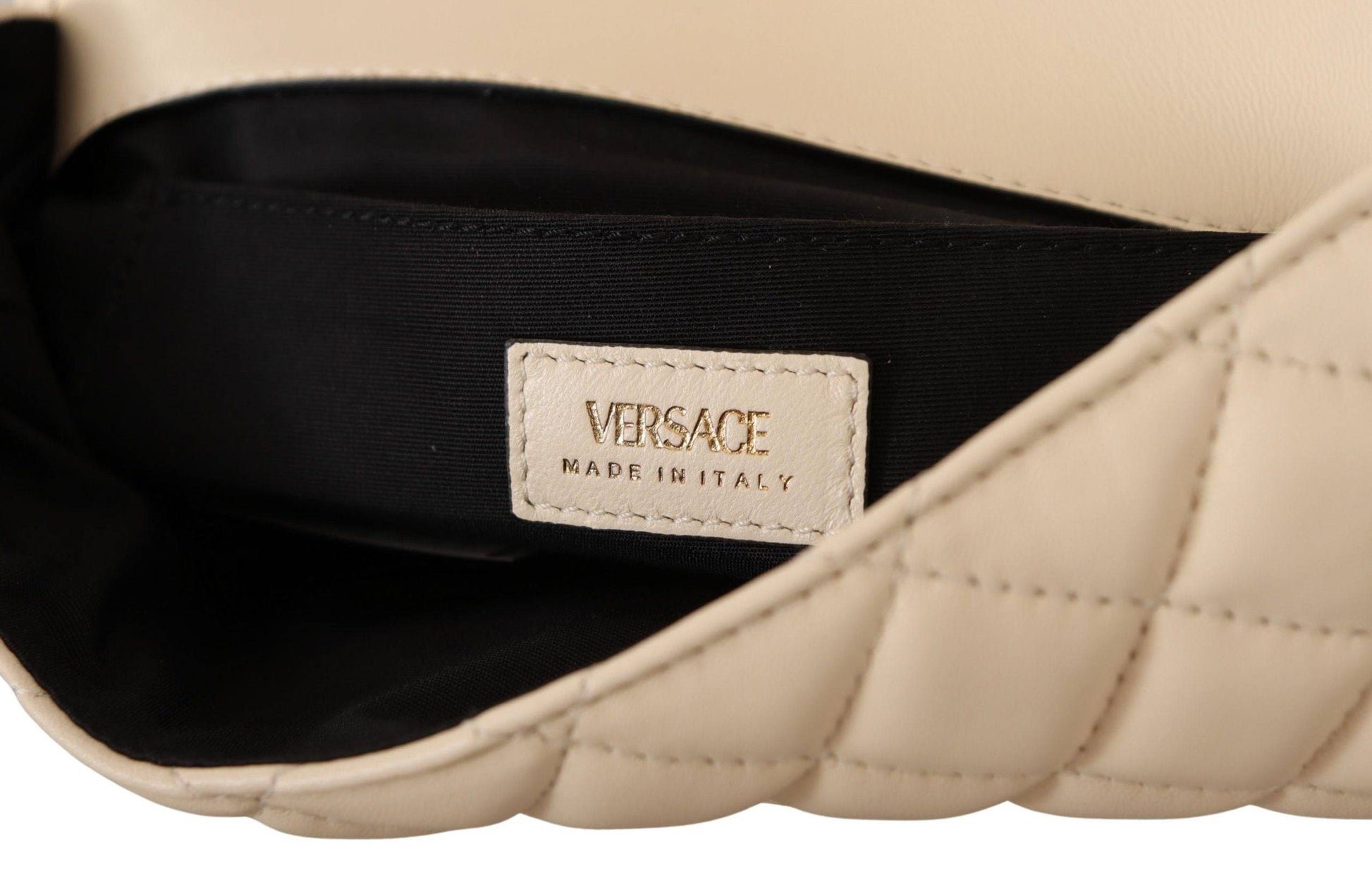 Versace Elegant White Nappa Leather Shoulder Bag - ACCEXO