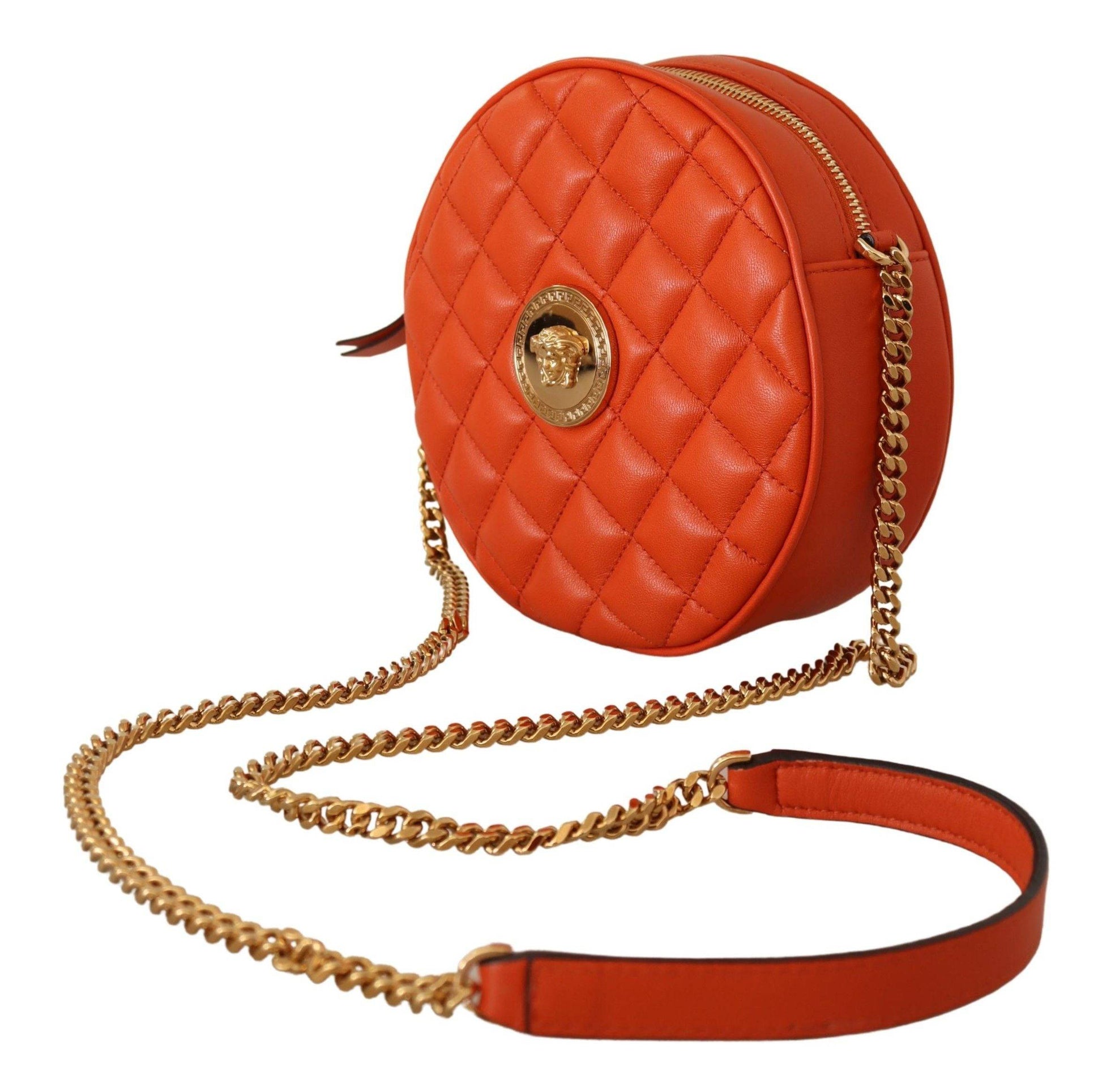 Versace Elegant Round Nappa Leather Crossbody Bag - ACCEXO