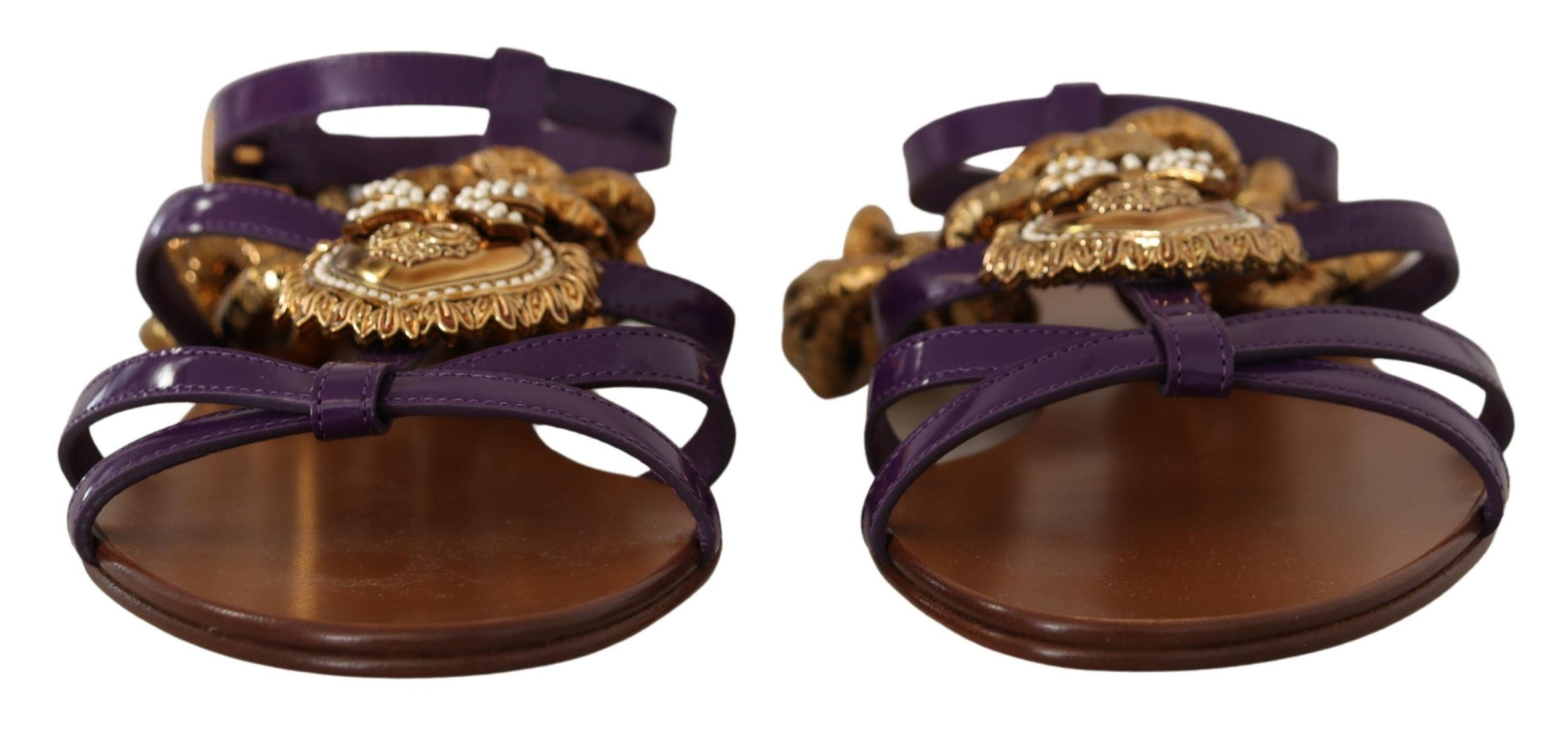 Dolce & Gabbana Purple Heart Chain Gladiator Flats - ACCEXO