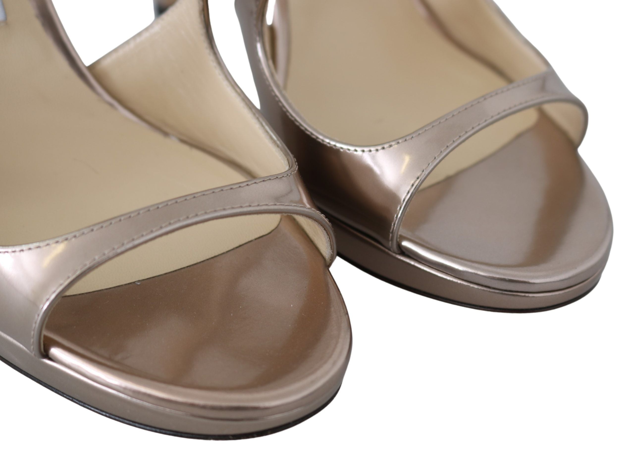 Jimmy Choo Ballet Pink Liquid Mirror Leather Sandals - ACCEXO