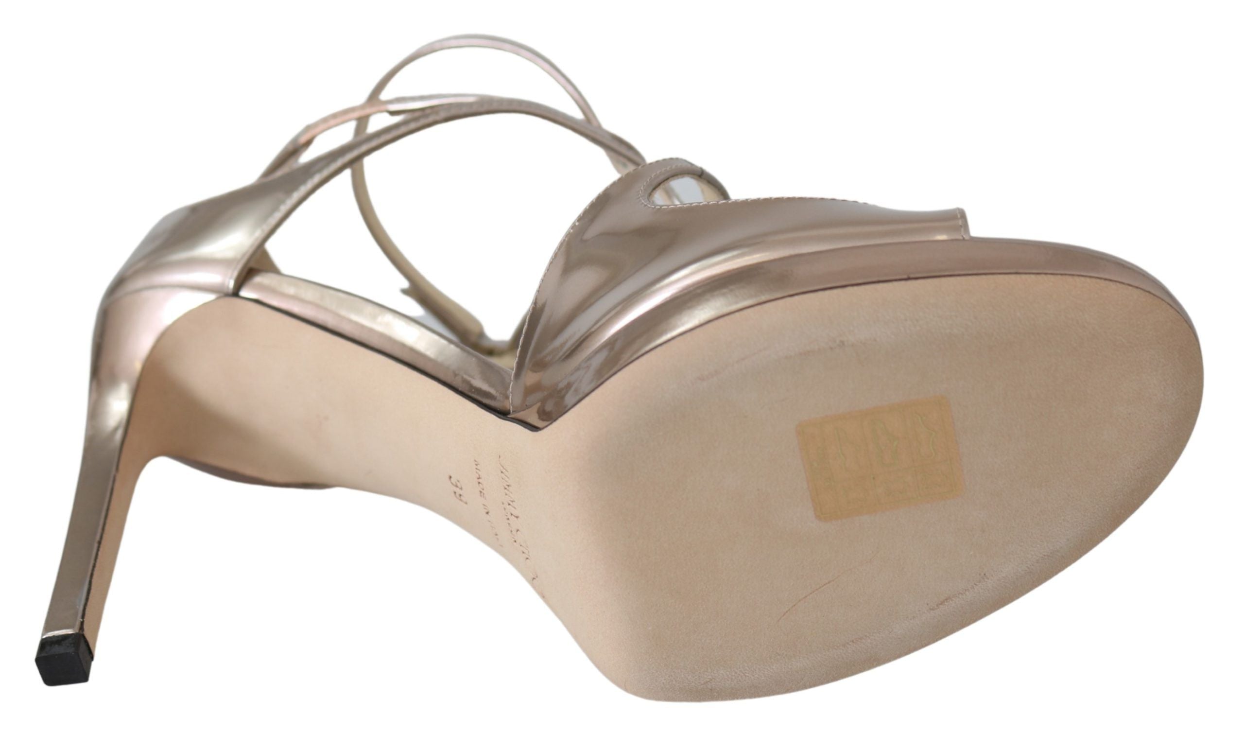 Jimmy Choo Ballet Pink Liquid Mirror Leather Sandals - ACCEXO