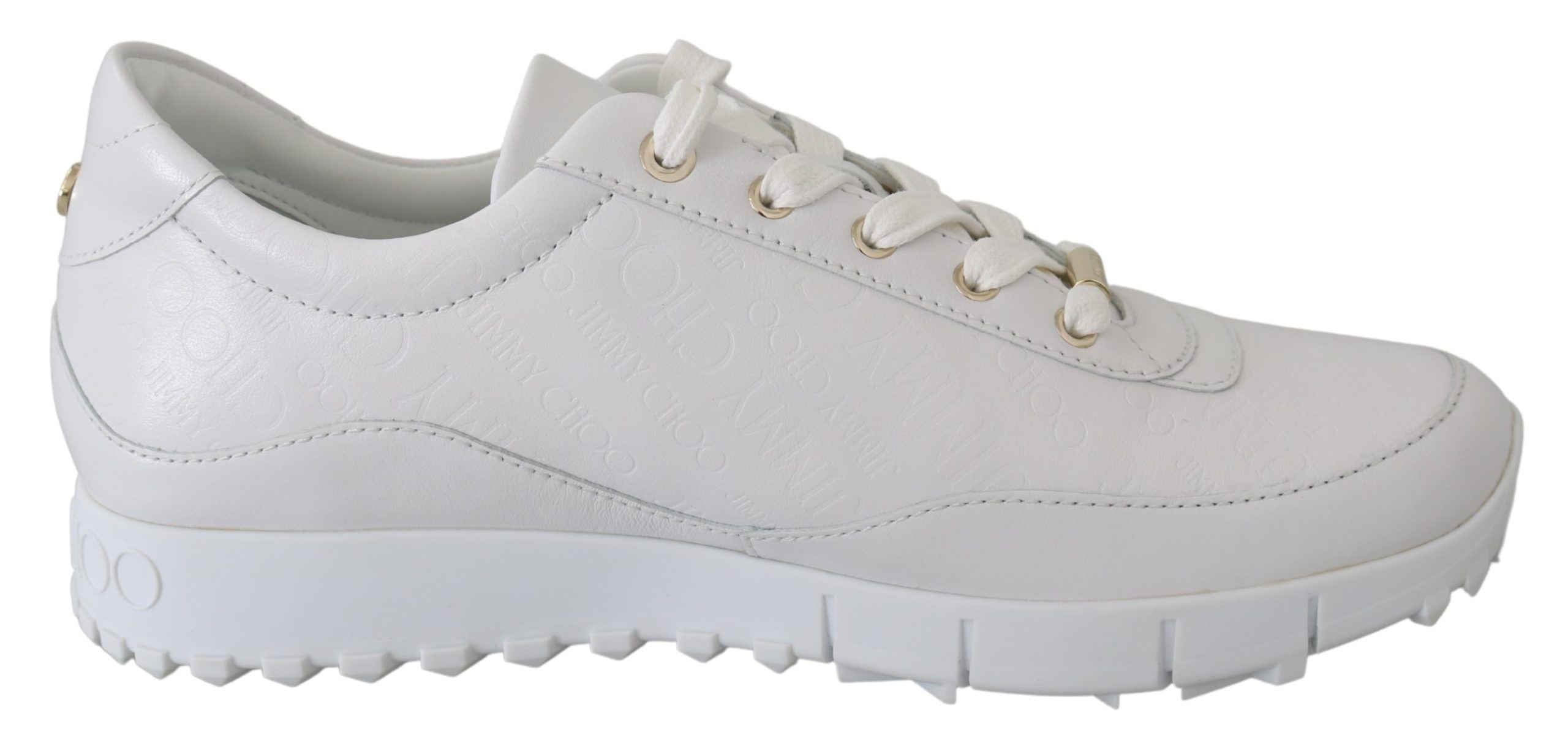 Jimmy Choo Elegant White Leather Sneakers - ACCEXO