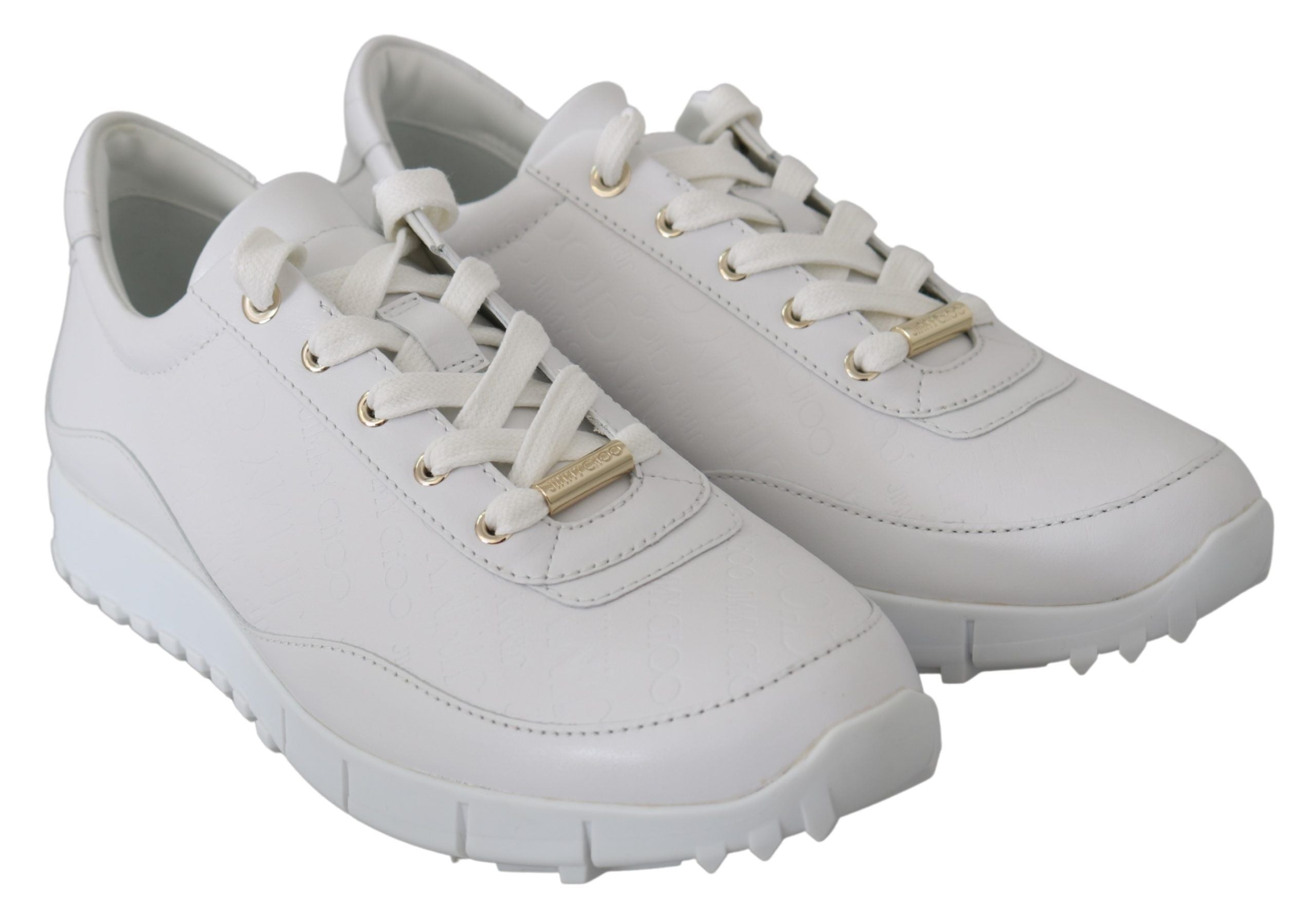Jimmy Choo Elegant White Leather Sneakers - ACCEXO