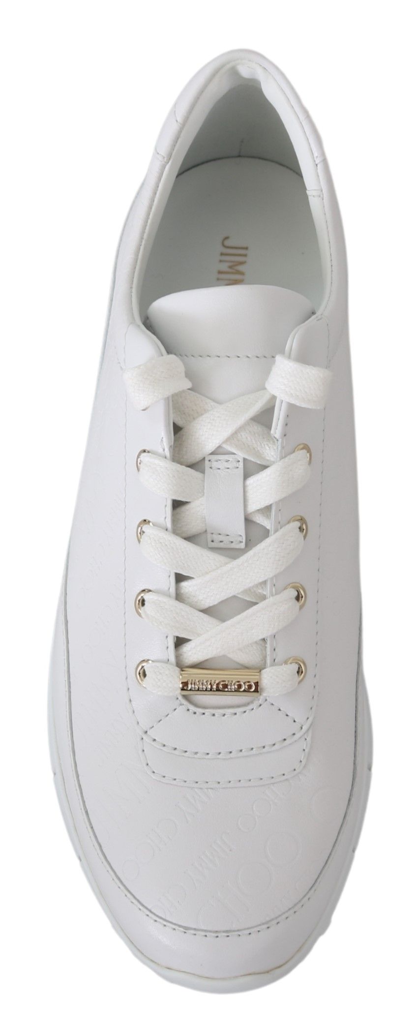 Jimmy Choo Elegant White Leather Sneakers - ACCEXO