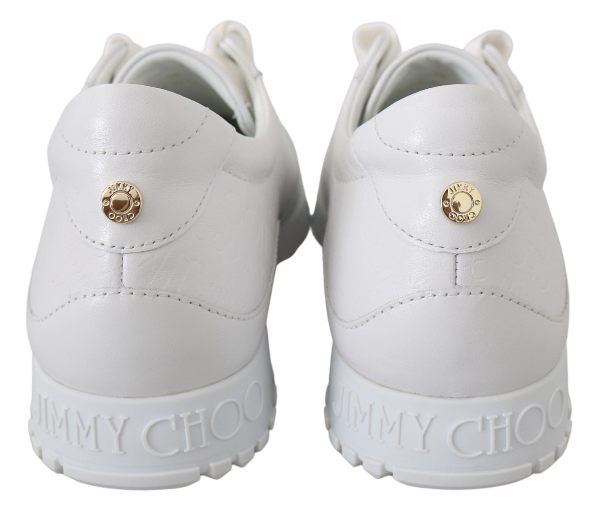 Jimmy Choo Elegant White Leather Sneakers - ACCEXO
