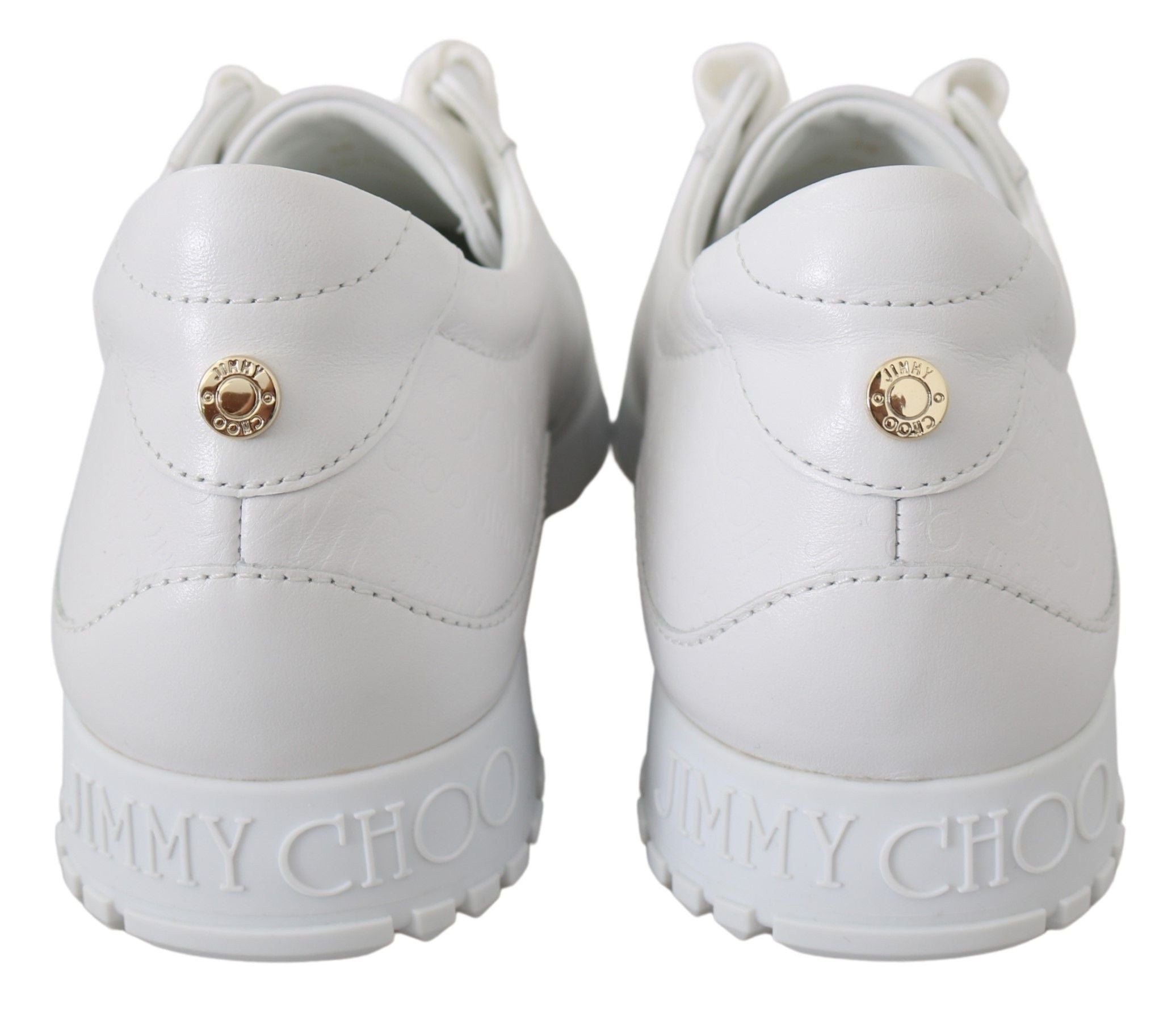 Jimmy Choo Elegant White Leather Sneakers - ACCEXO
