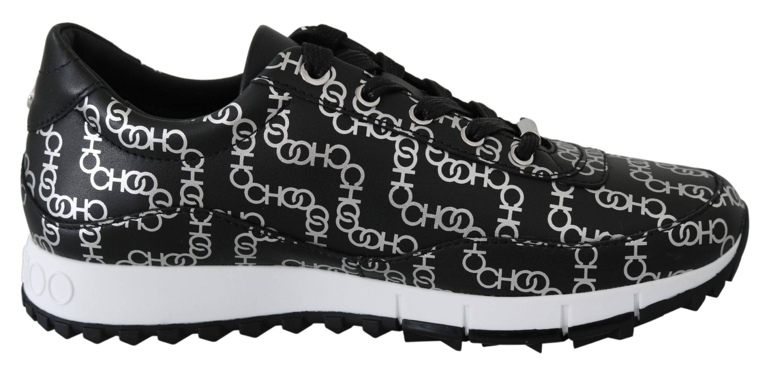 Jimmy Choo Elegant Black & Silver Leather Sneakers - ACCEXO