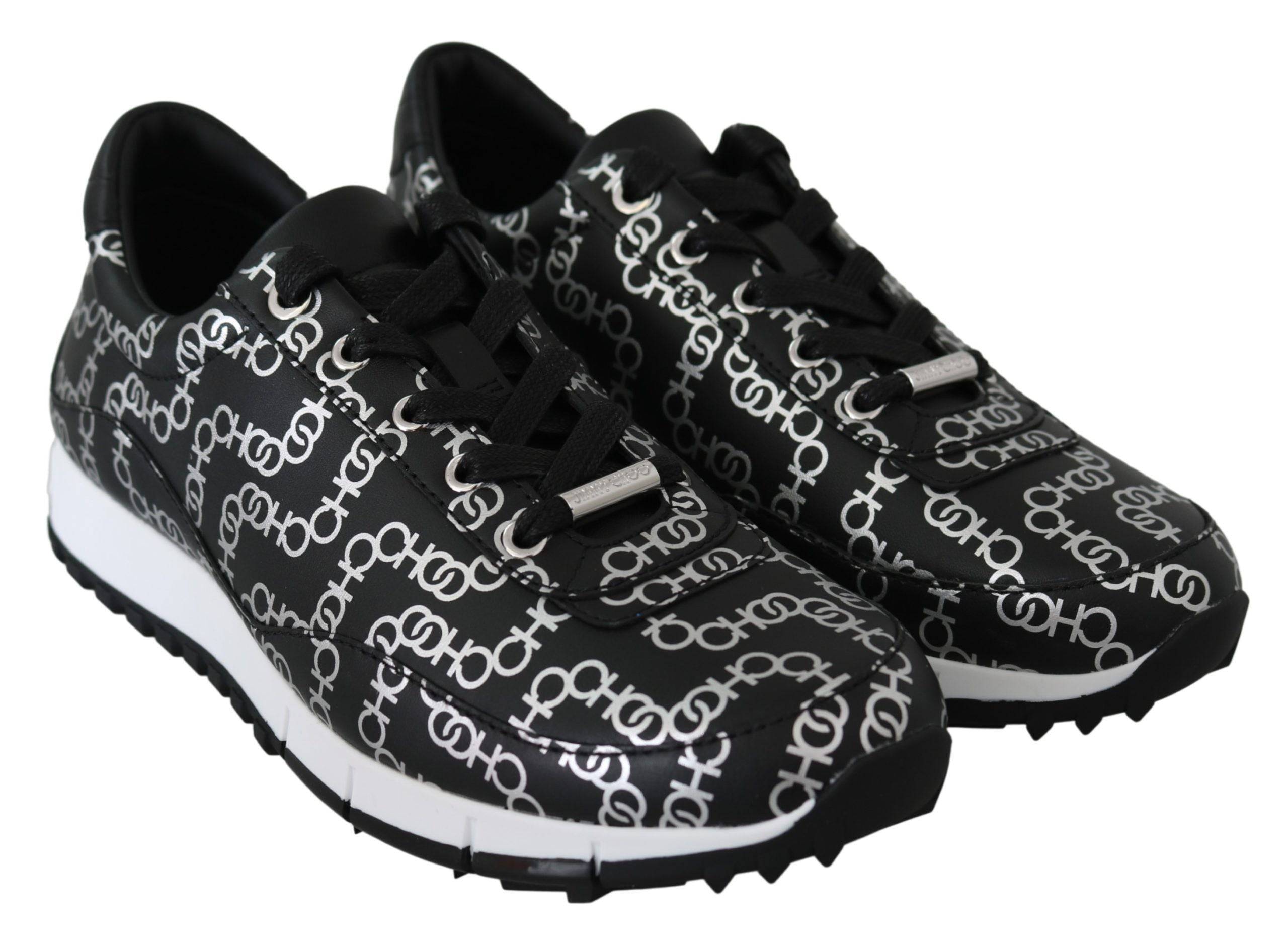Jimmy Choo Elegant Black & Silver Leather Sneakers - ACCEXO