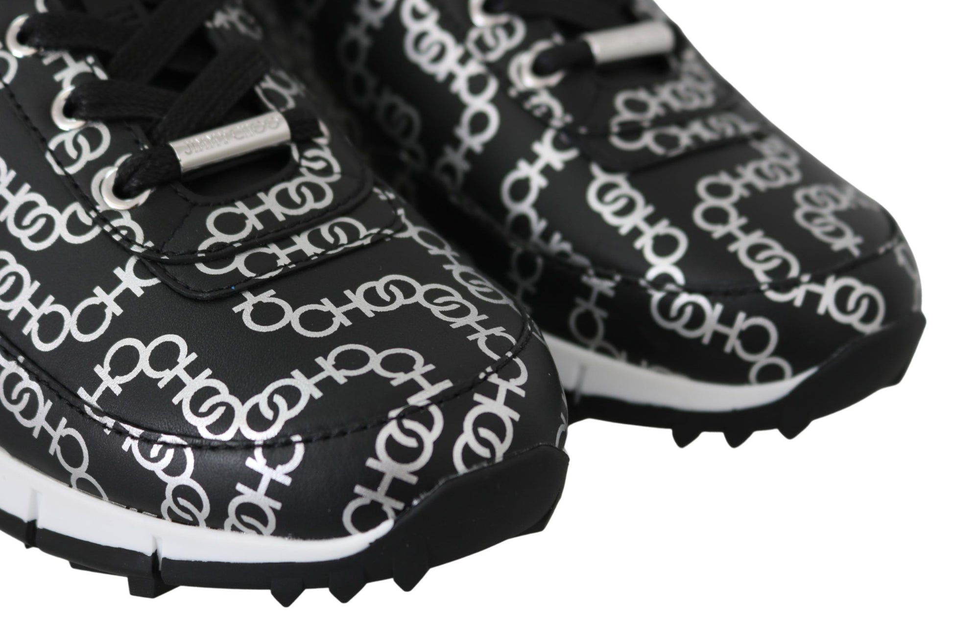 Jimmy Choo Elegant Black & Silver Leather Sneakers - ACCEXO