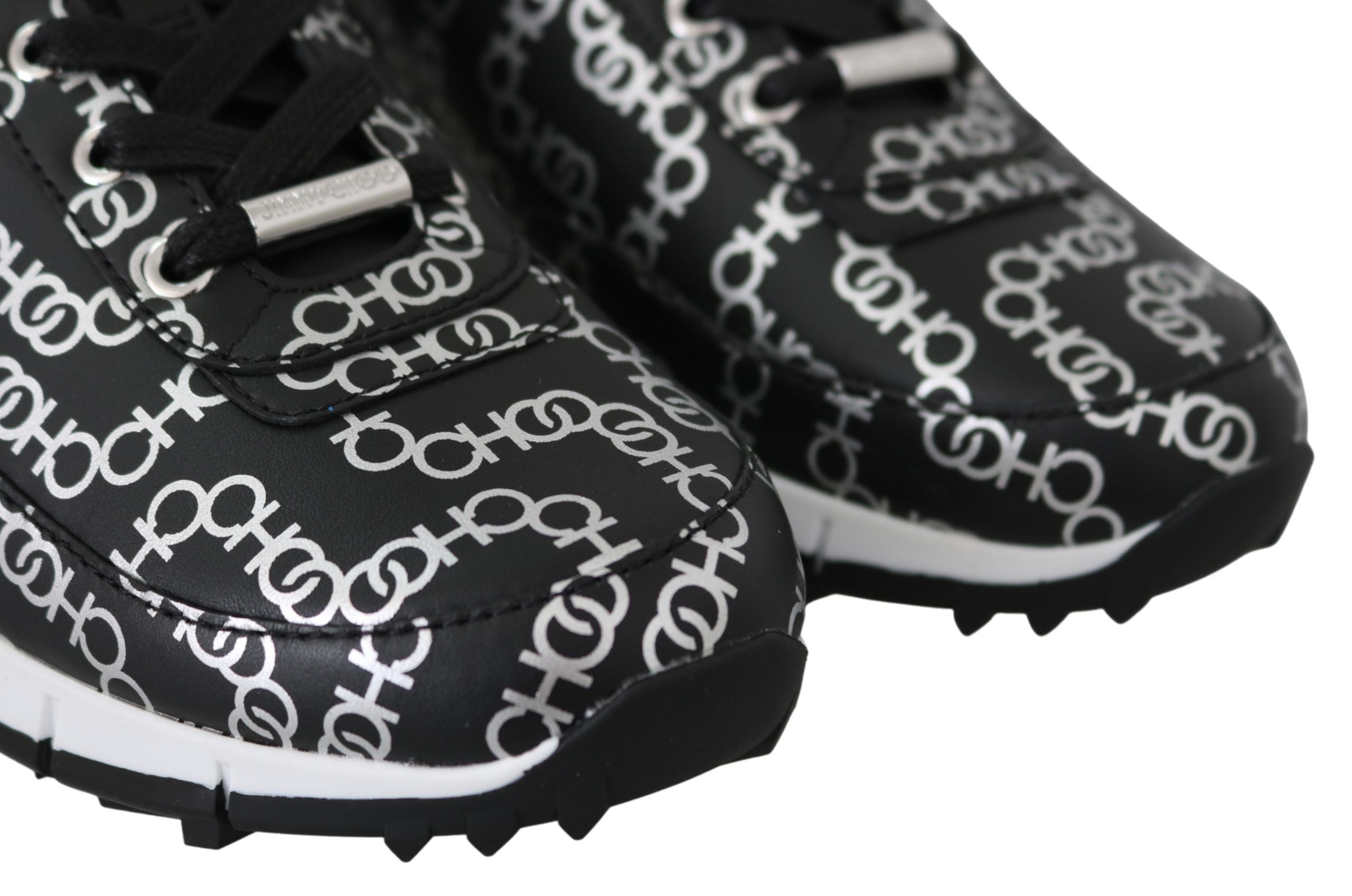 Jimmy Choo Elegant Black & Silver Leather Sneakers - ACCEXO