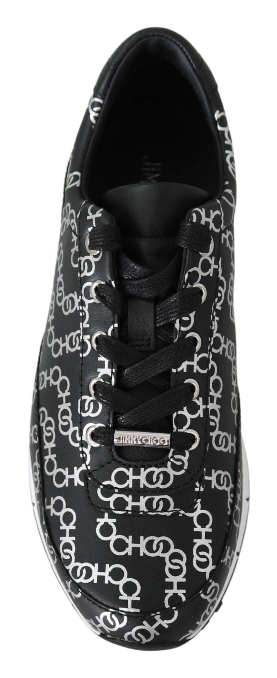 Jimmy Choo Elegant Black & Silver Leather Sneakers - ACCEXO