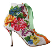 Dolce & Gabbana Floral Open Toe Jersey Heels - ACCEXO