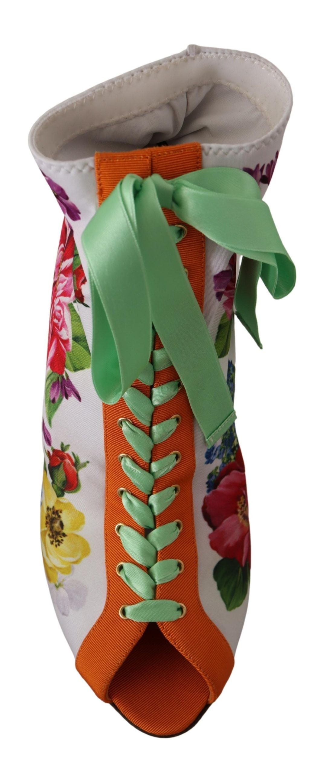 Dolce & Gabbana Floral Open Toe Jersey Heels - ACCEXO