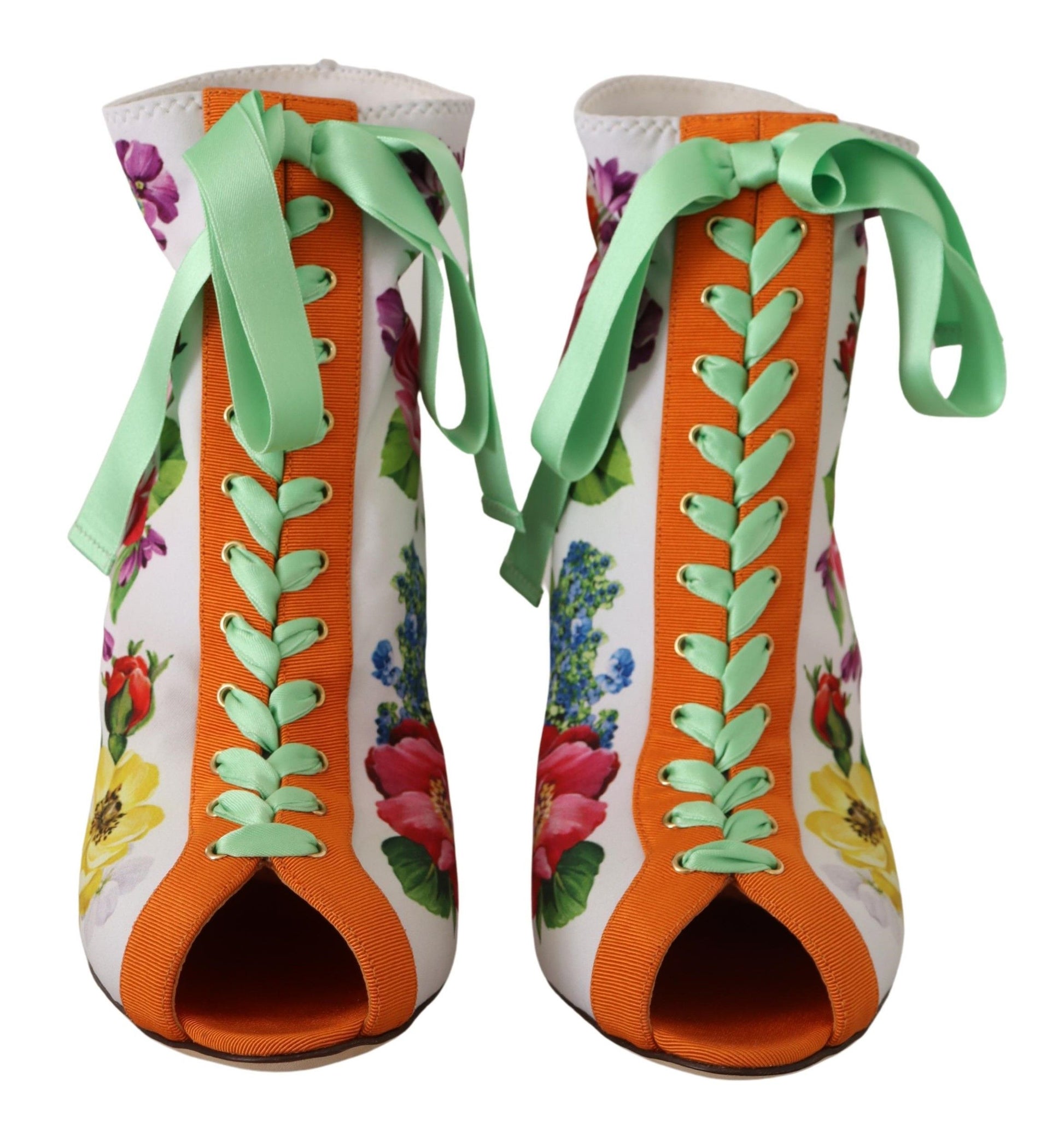 Dolce & Gabbana Floral Open Toe Jersey Heels - ACCEXO