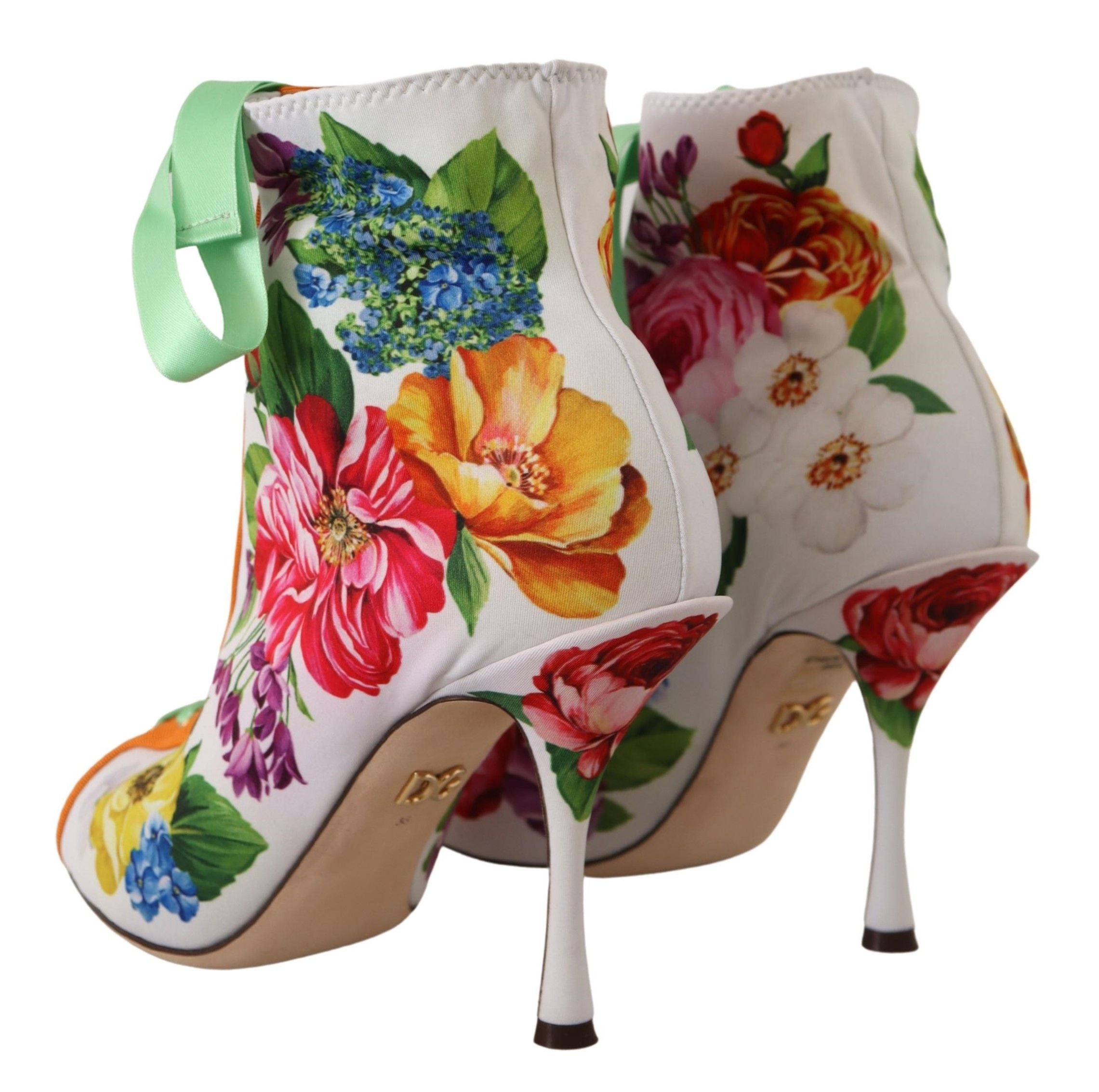 Dolce & Gabbana Floral Open Toe Jersey Heels - ACCEXO