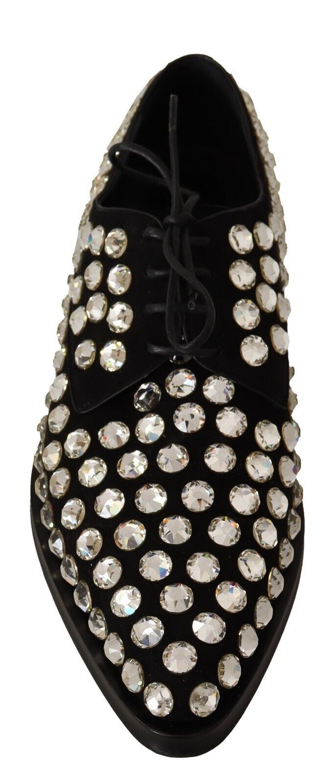 Dolce & Gabbana Elegant Crystal-Embellished Lace-Up Flats - ACCEXO